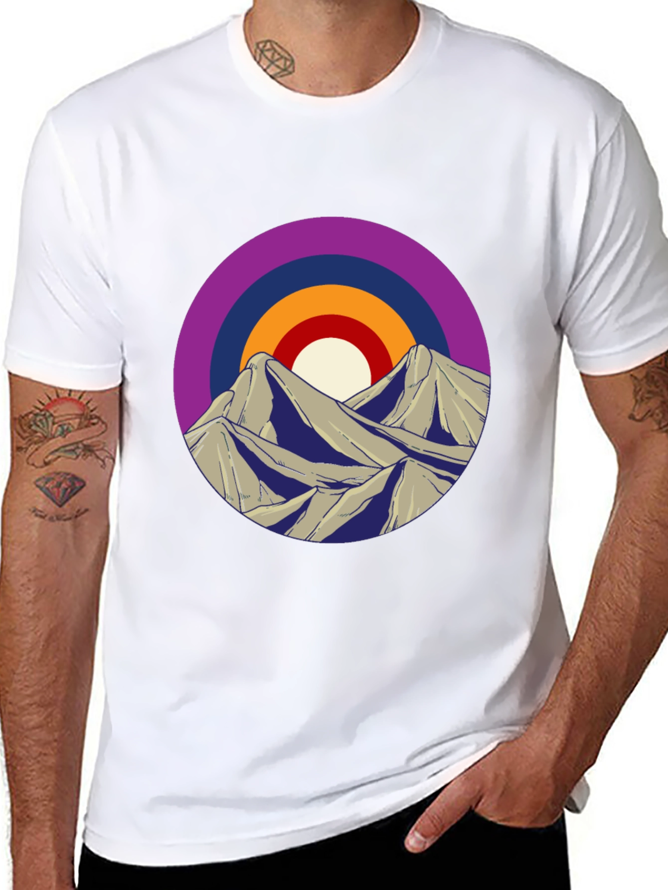 Mountain Sunset Graphic Tee - Black Cotton Blend