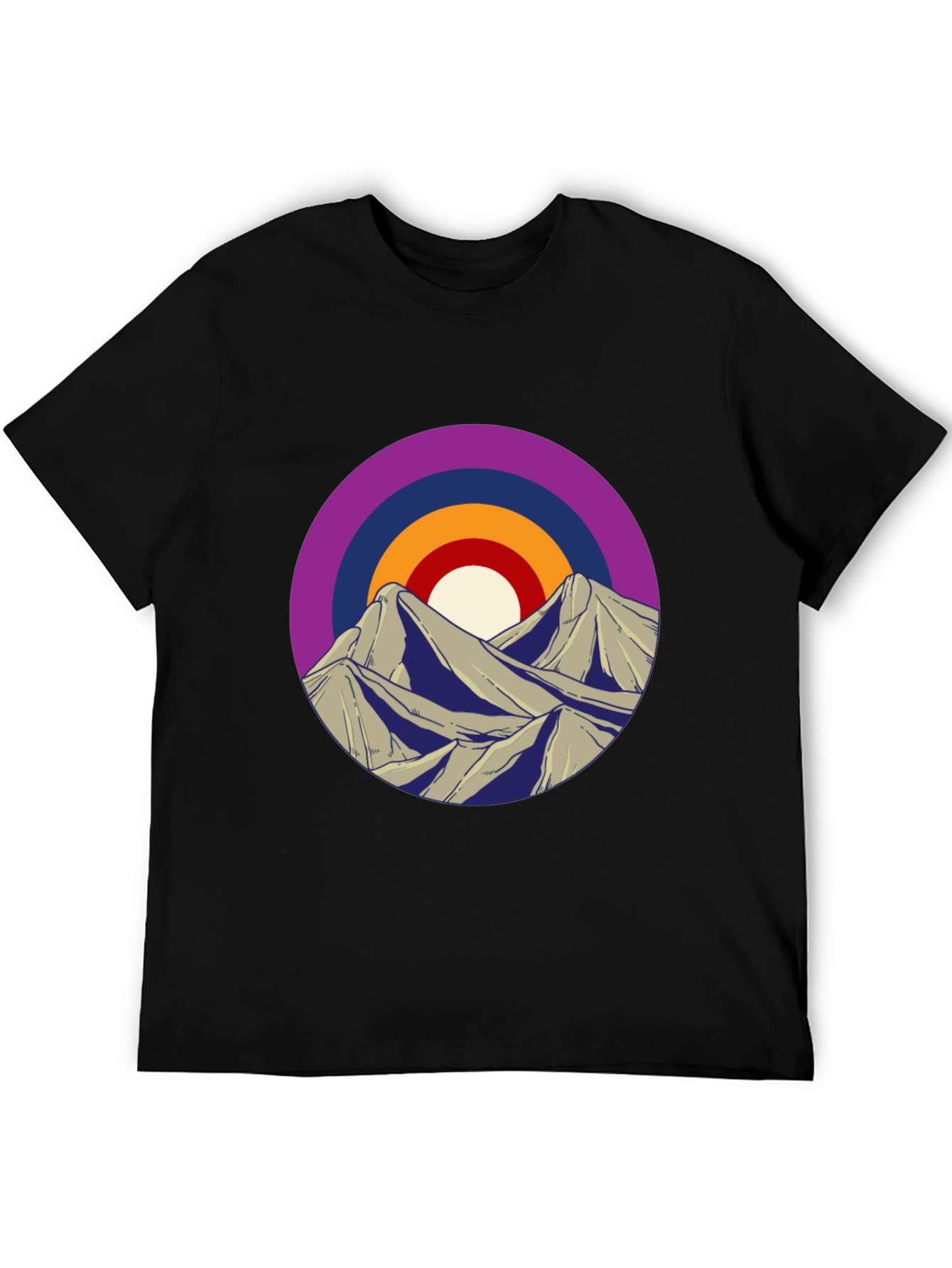 Mountain Sunset Graphic Tee - Black Cotton Blend
