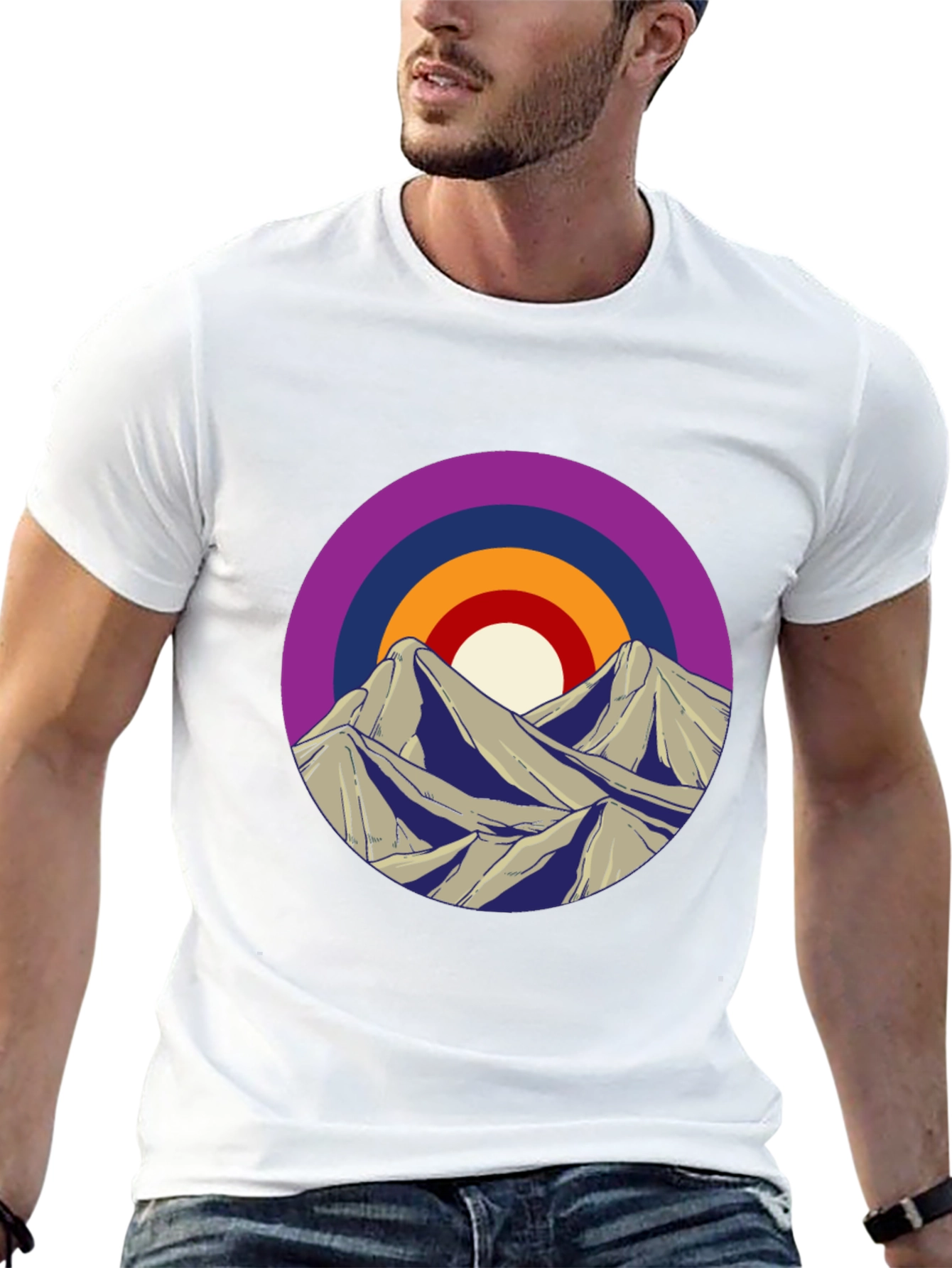 Mountain Sunset Graphic Tee - Black Cotton Blend
