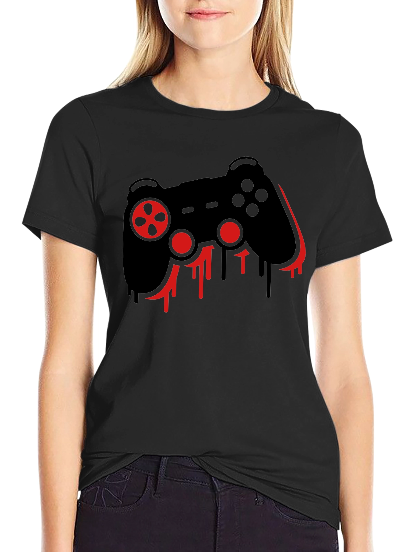 Gaming Controller Drip Black T-Shirt