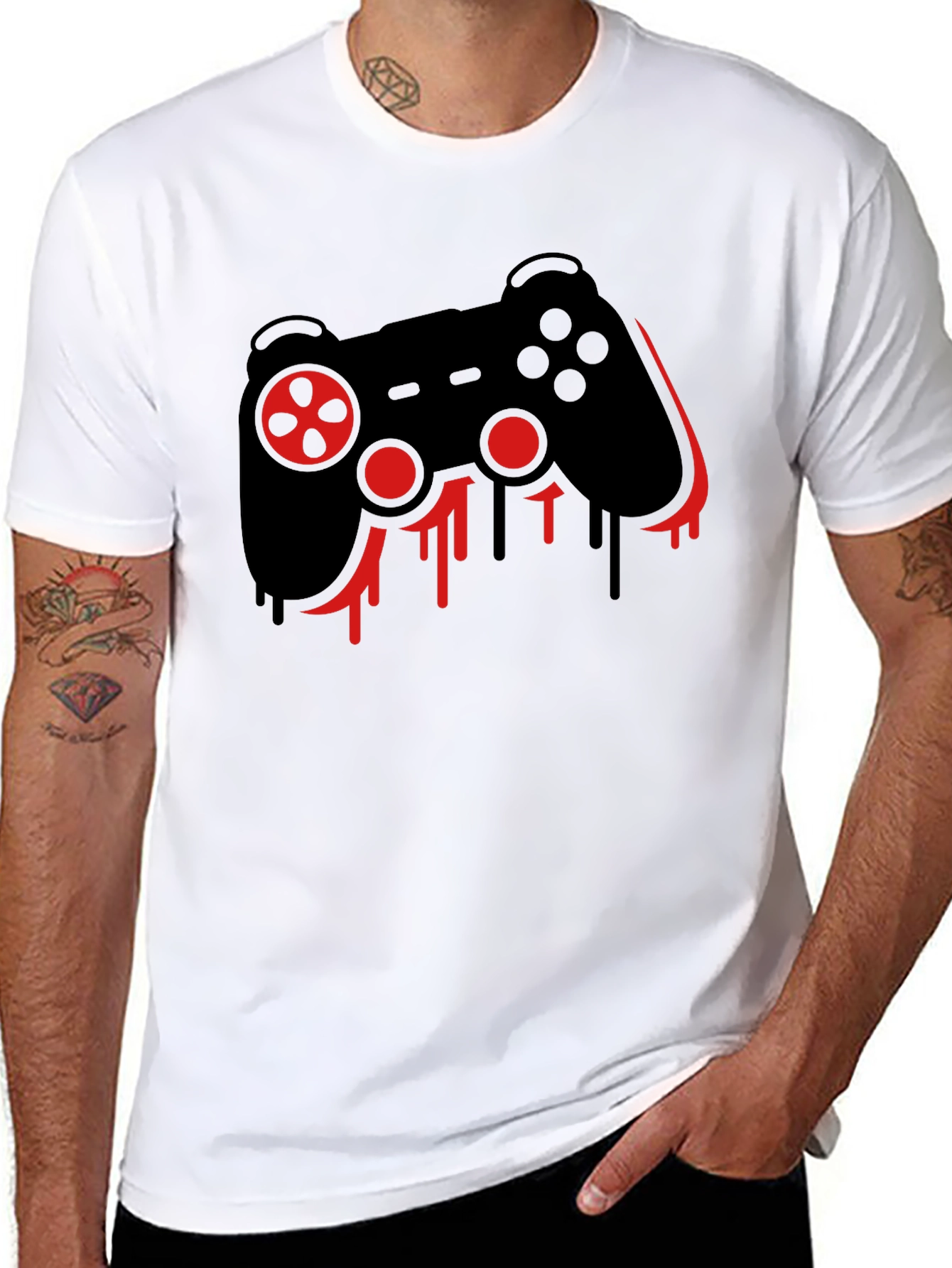 Gaming Controller Drip Black T-Shirt