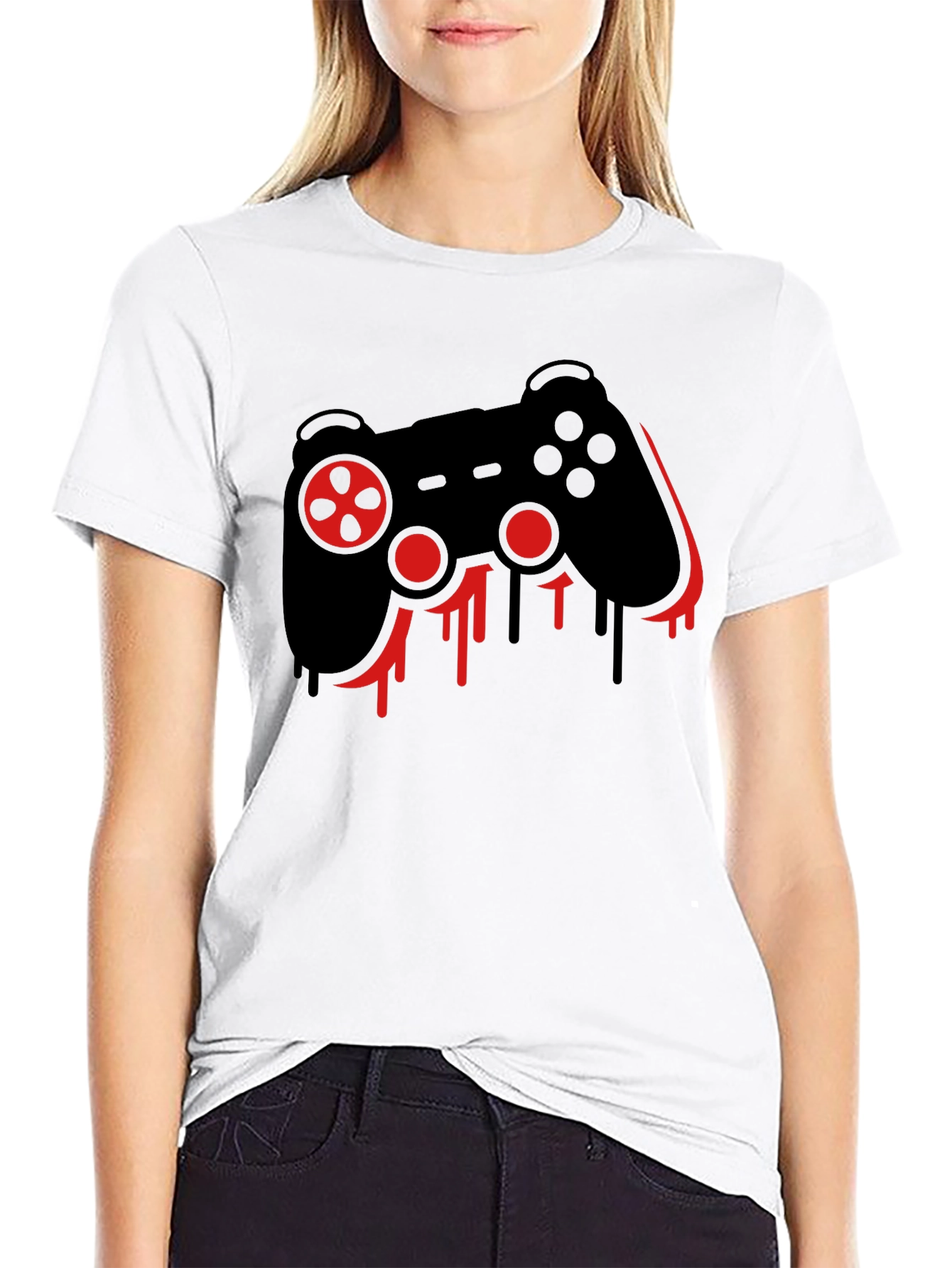 Gaming Controller Drip Black T-Shirt
