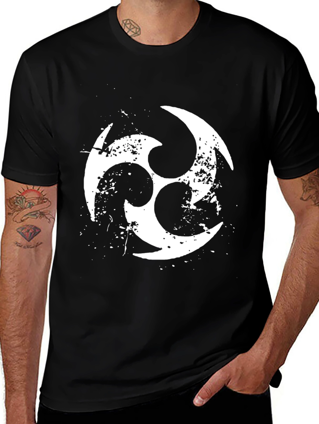 Black T-Shirt with White Symbol