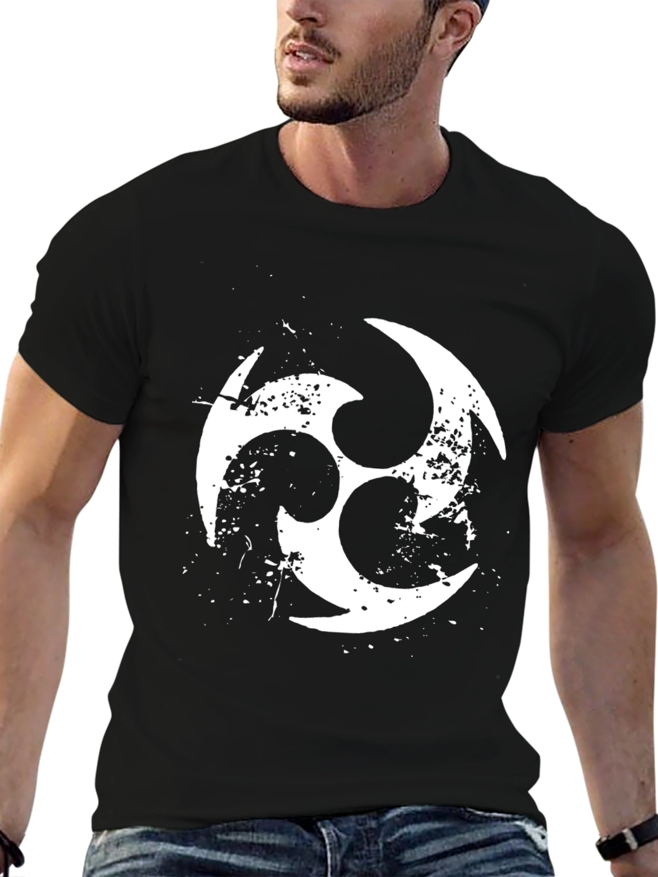 Black T-Shirt with White Symbol