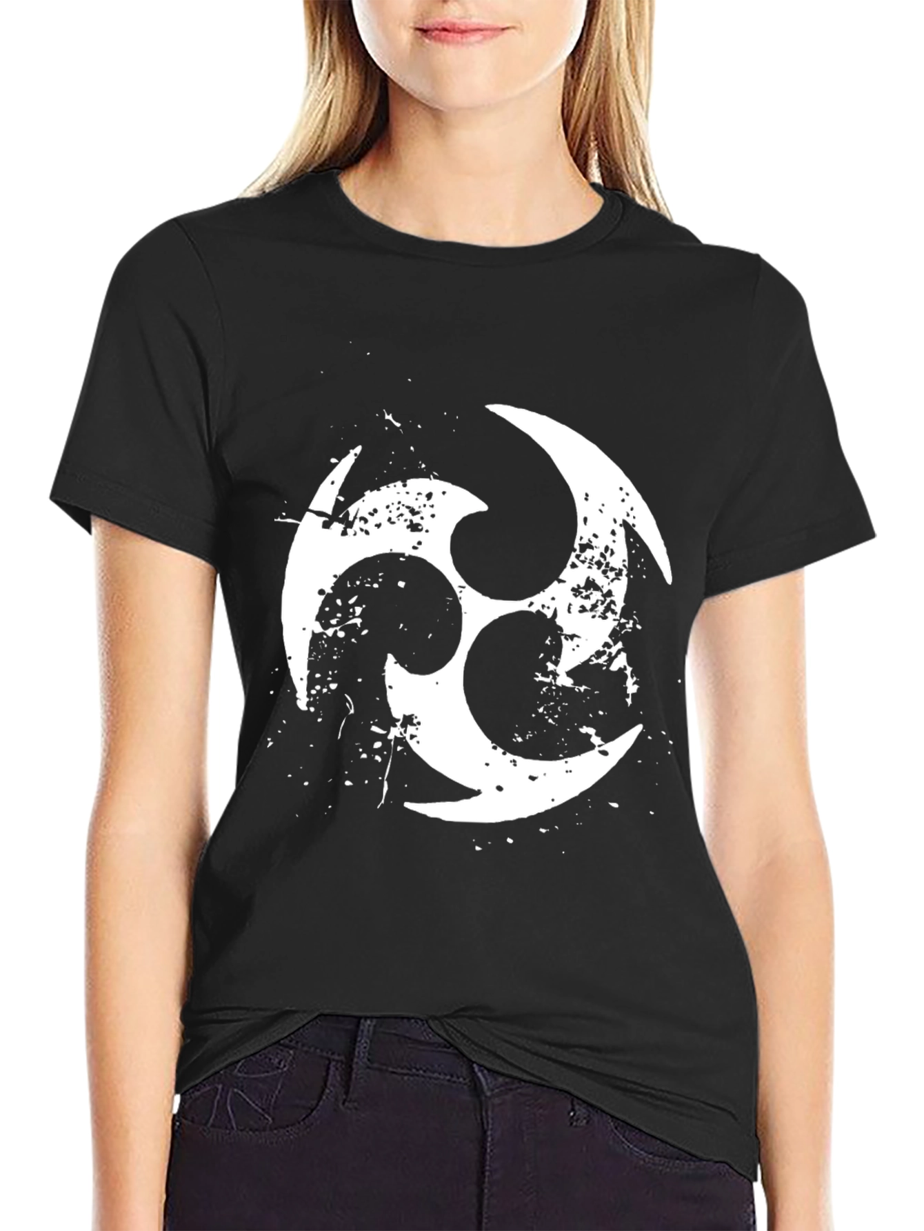 Black T-Shirt with White Symbol