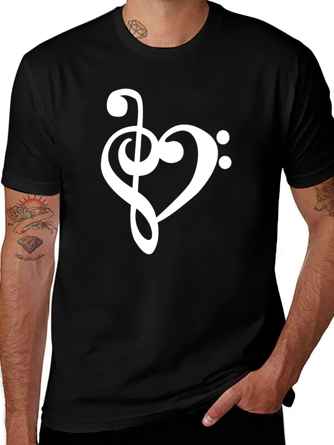 Musical Heart T-Shirt - Bass Clef Love