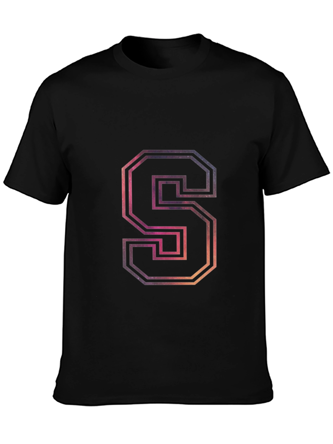 Letter S Galaxy Graphic Black T-Shirt