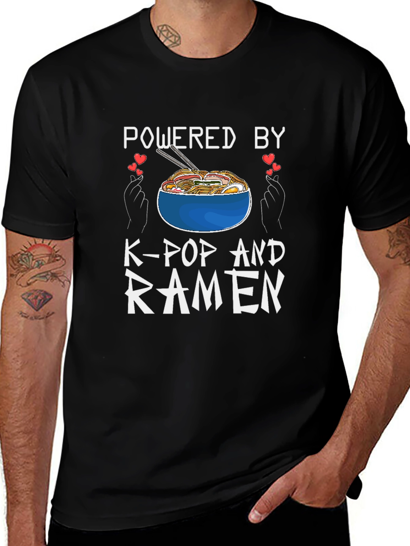 Powered By K-Pop and Ramen Graphic Tee