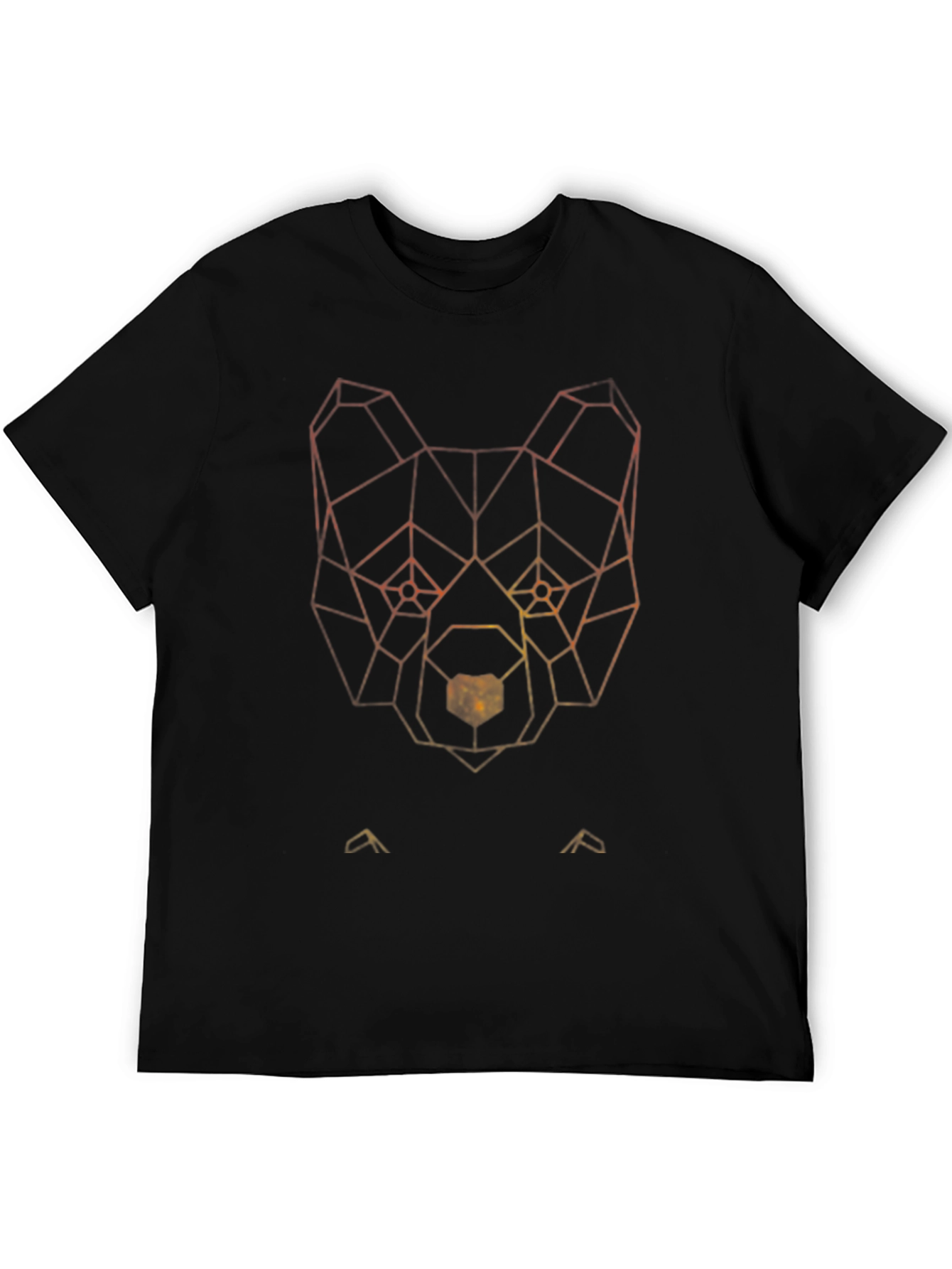 Geometric Bear Graphic Tee - Black