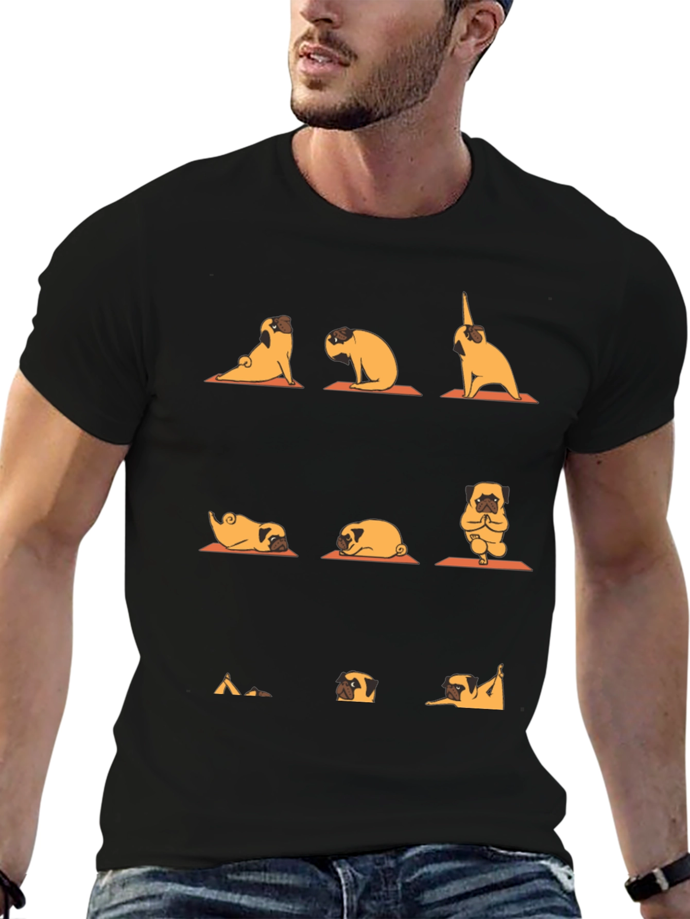 Yoga Pug Graphic Tee - Black