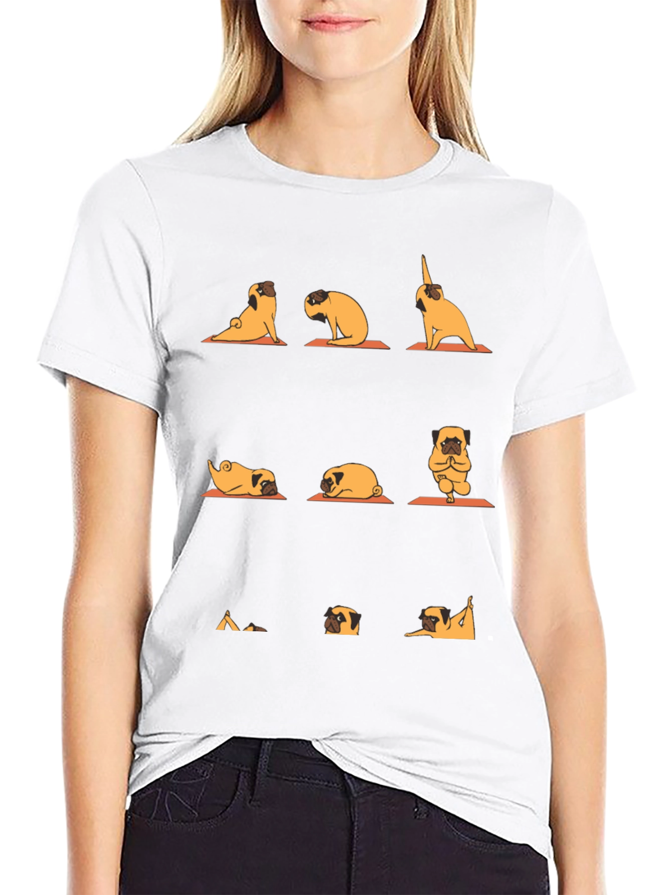 Yoga Pug Graphic Tee - Black