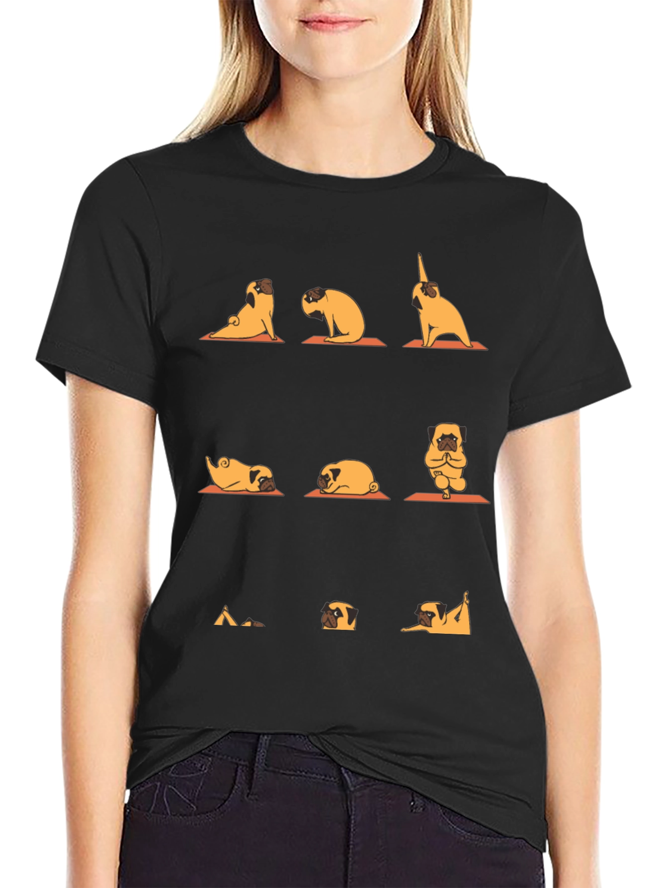 Yoga Pug Graphic Tee - Black