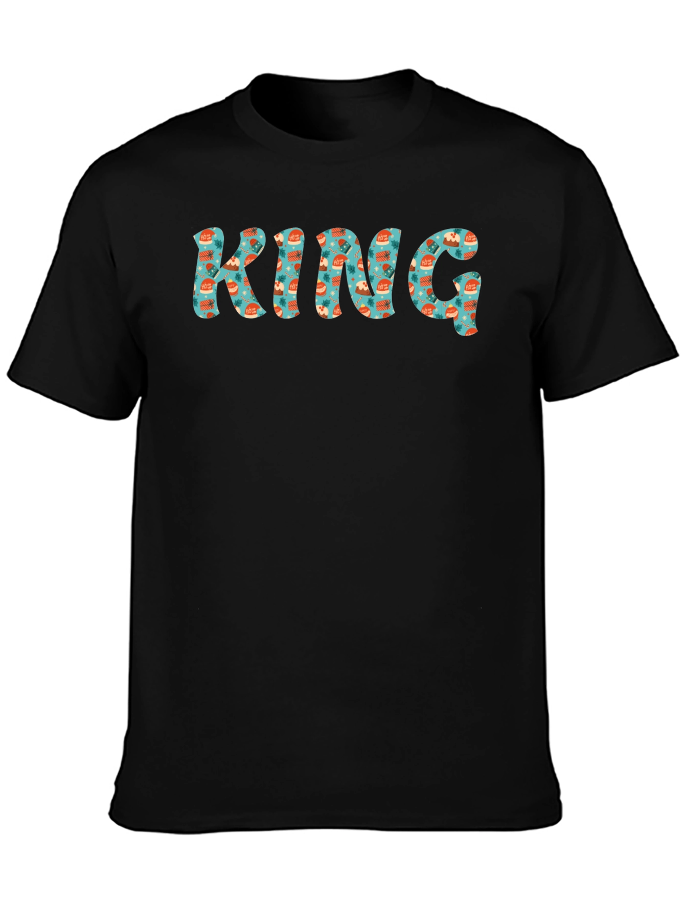 King Patterned Black T-Shirt