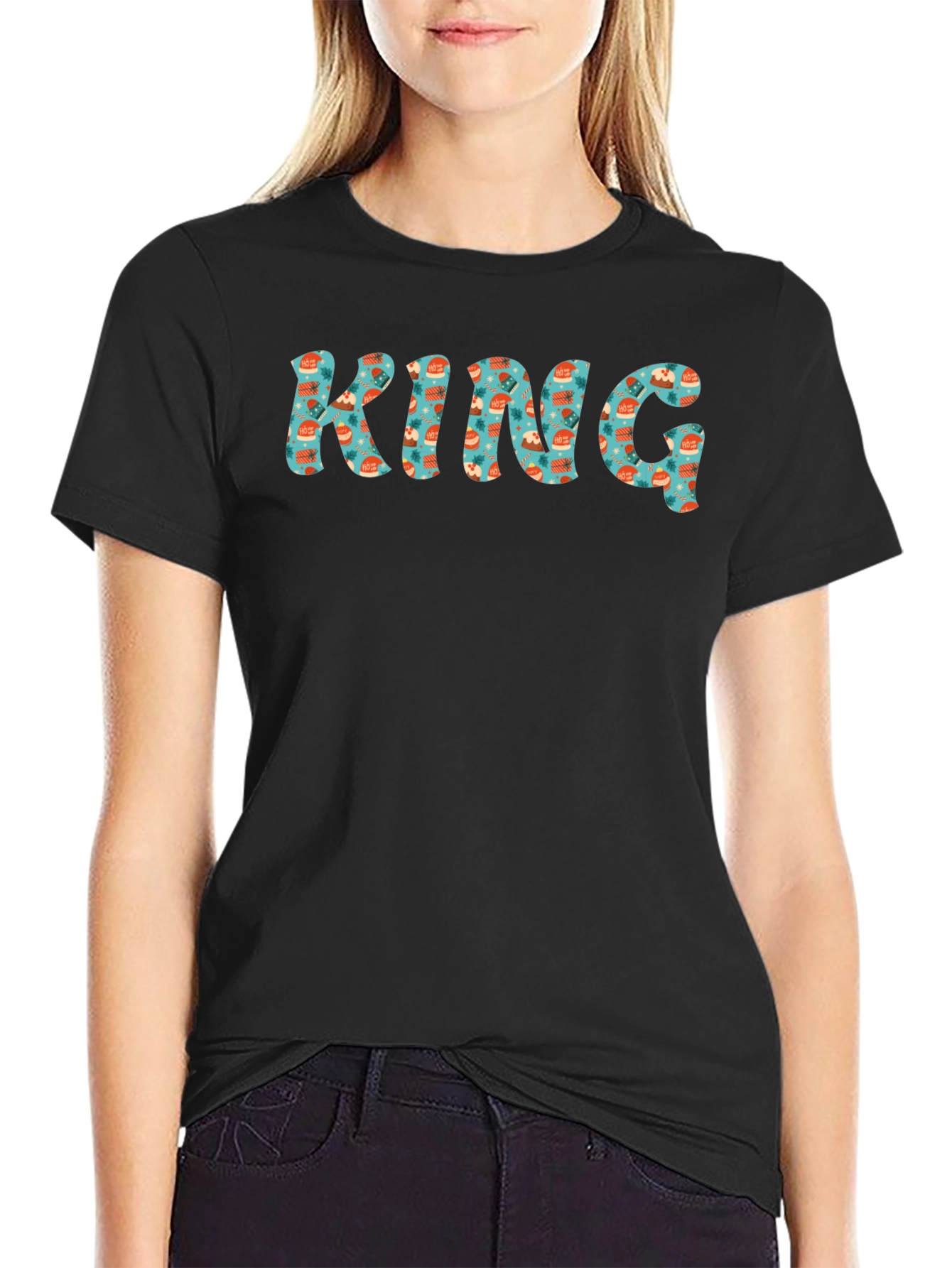 King Patterned Black T-Shirt
