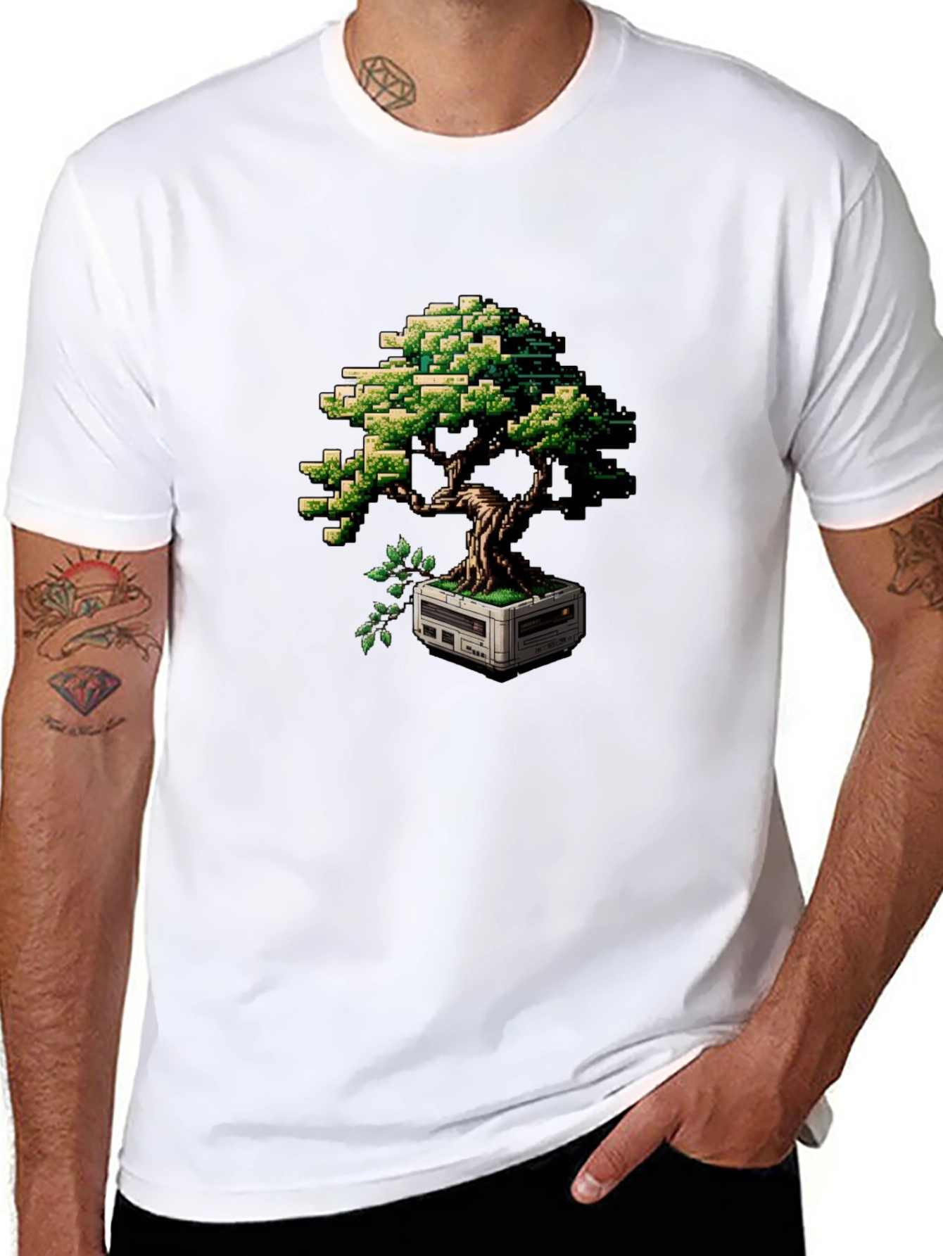 Pixel Bonsai T-Shirt - Retro Gaming Style