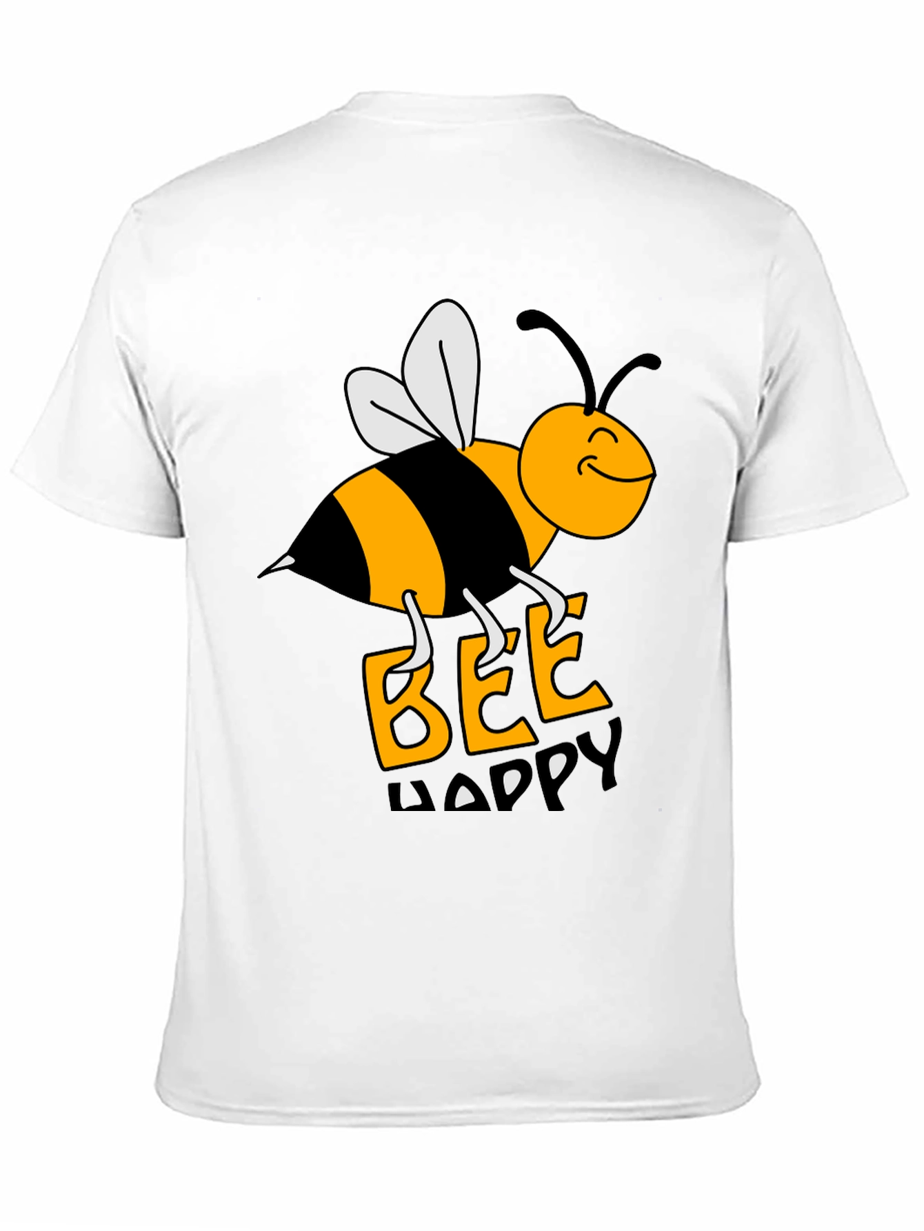 Bee Happy Graphic Tee - Black Cotton T-Shirt