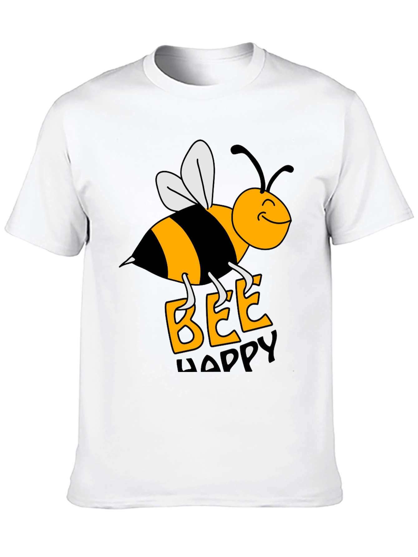 Bee Happy Graphic Tee - Black Cotton T-Shirt