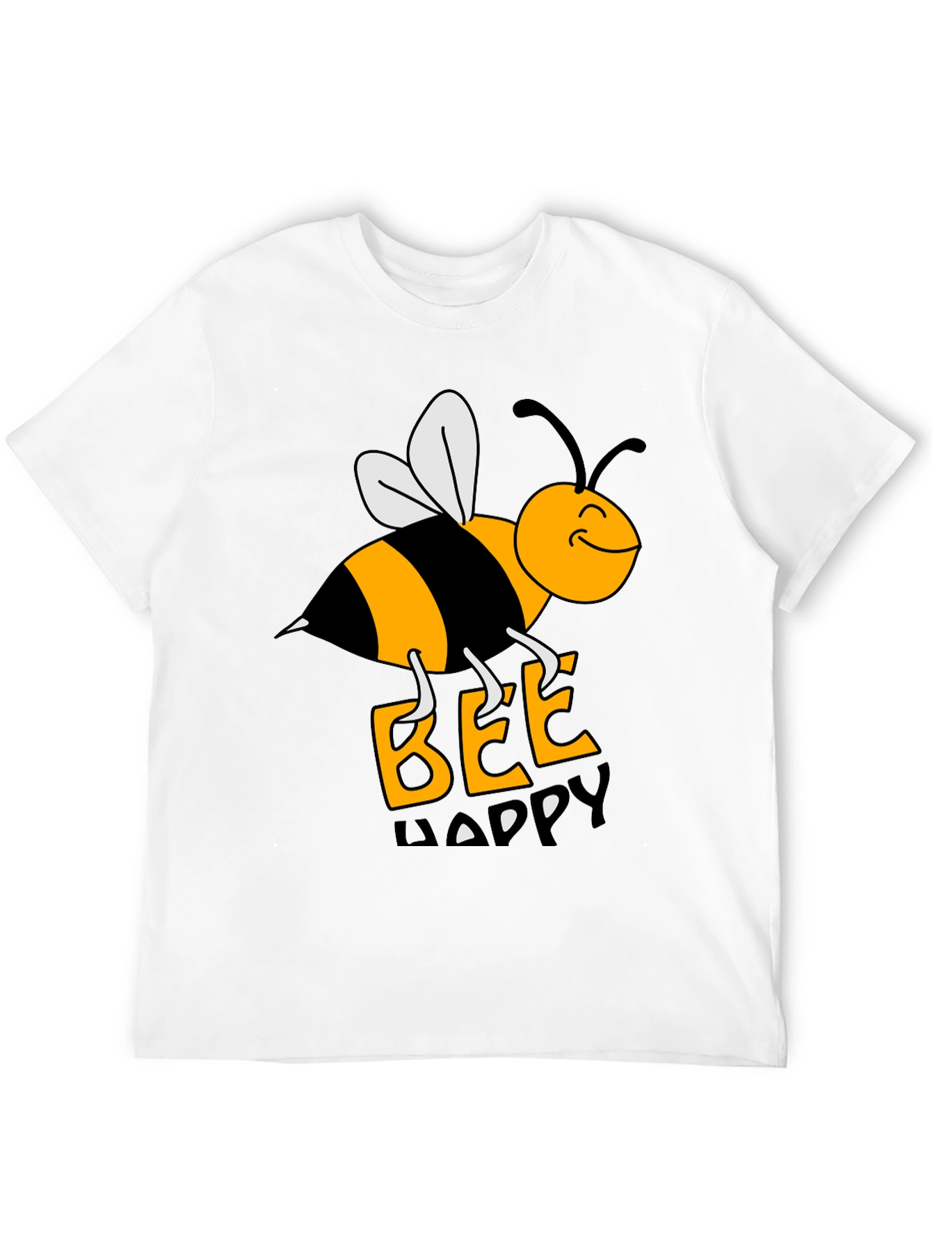 Bee Happy Graphic Tee - Black Cotton T-Shirt