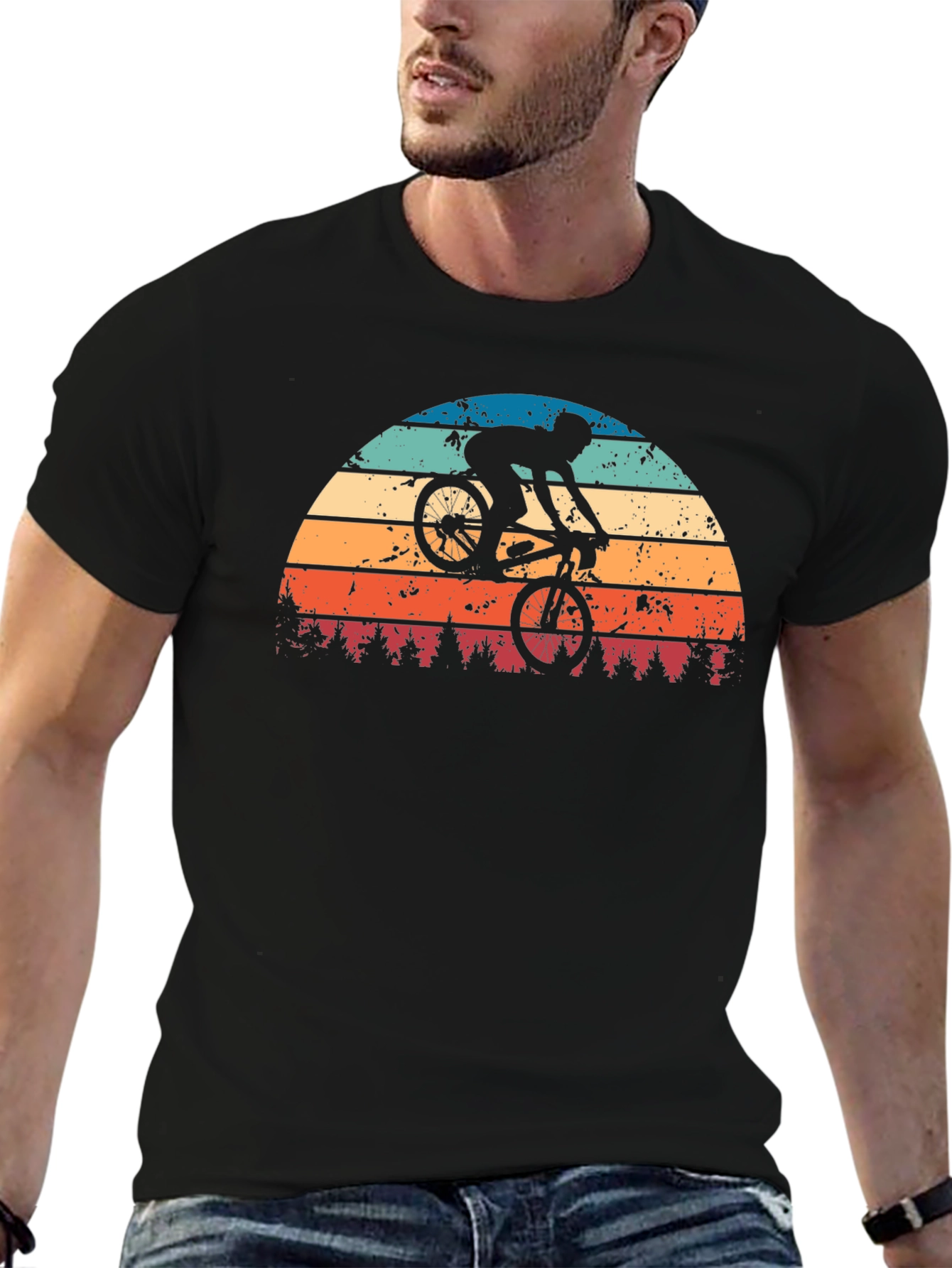 Retro Sunset Mountain Bike Graphic Tee