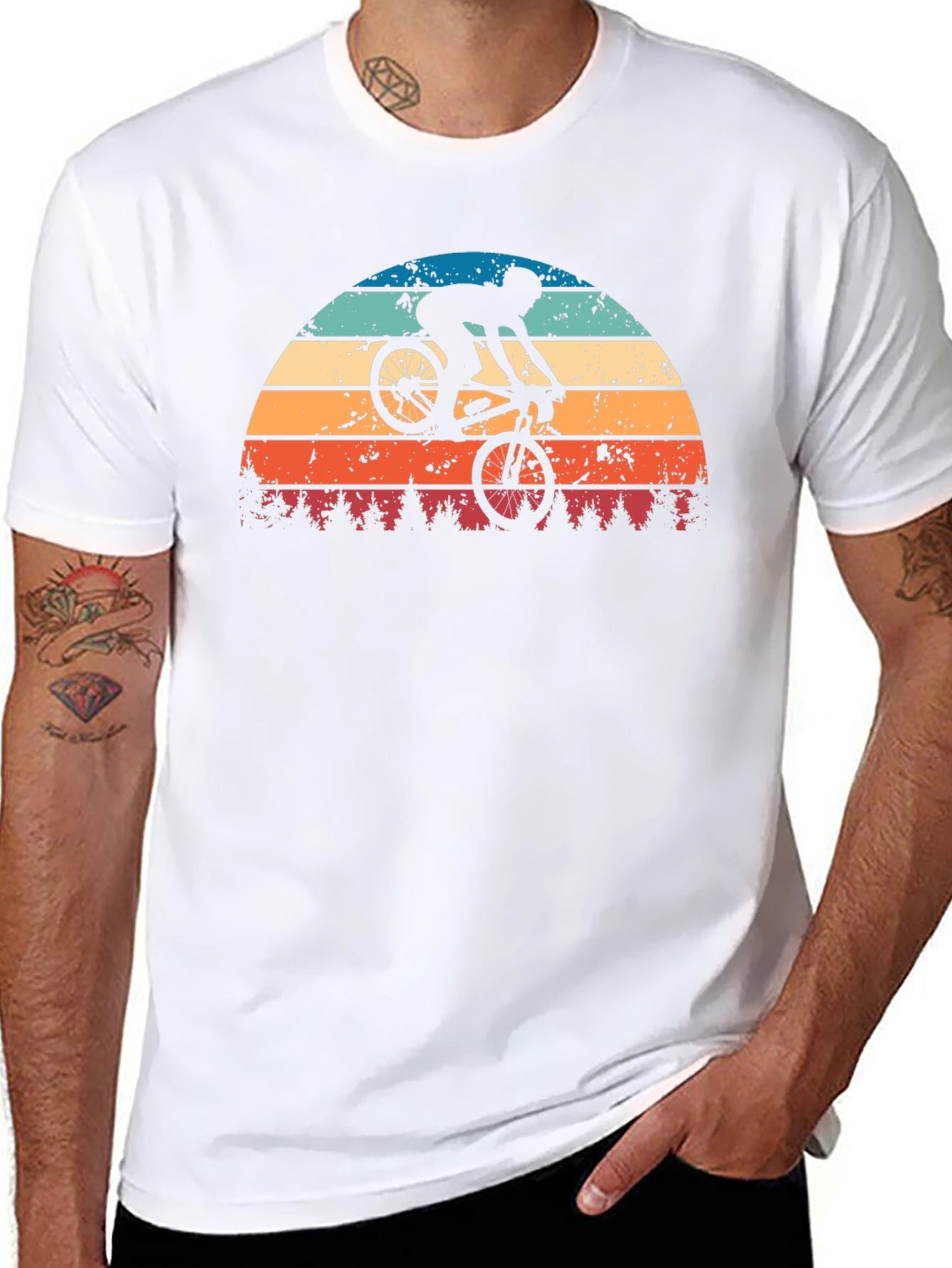 Retro Sunset Mountain Bike Graphic Tee