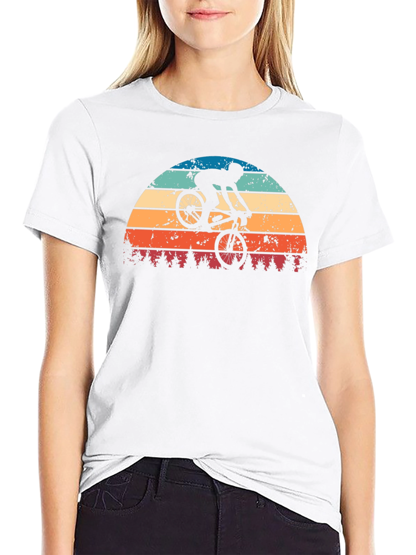 Retro Sunset Mountain Bike Graphic Tee