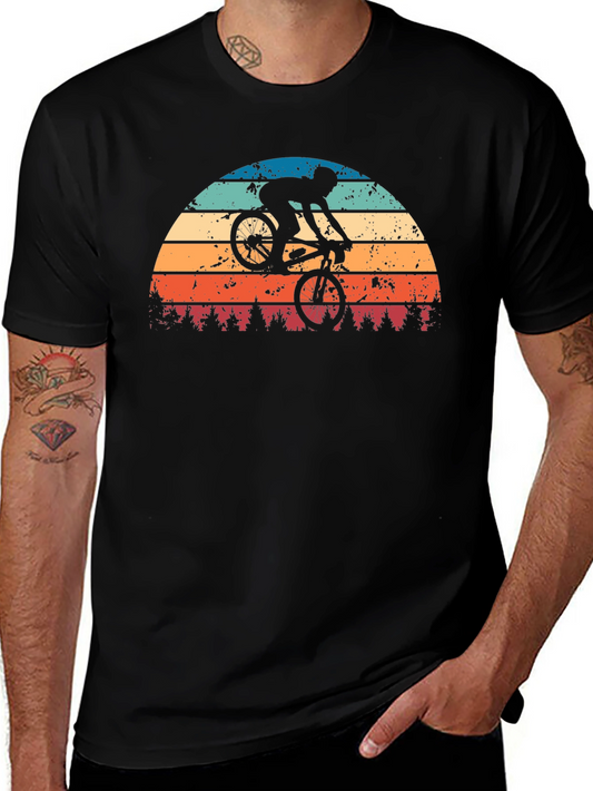 Retro Sunset Mountain Bike Graphic Tee