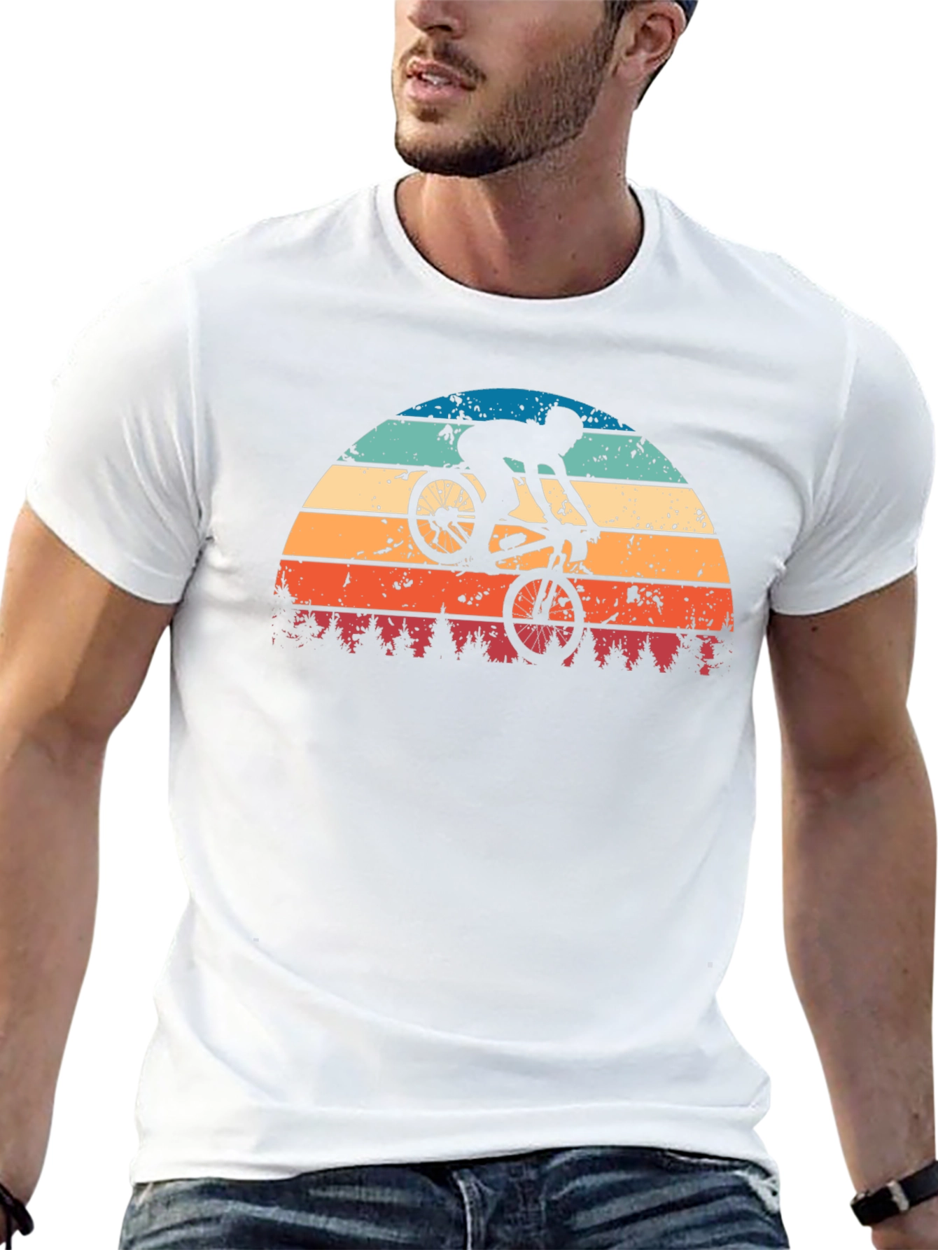 Retro Sunset Mountain Bike Graphic Tee