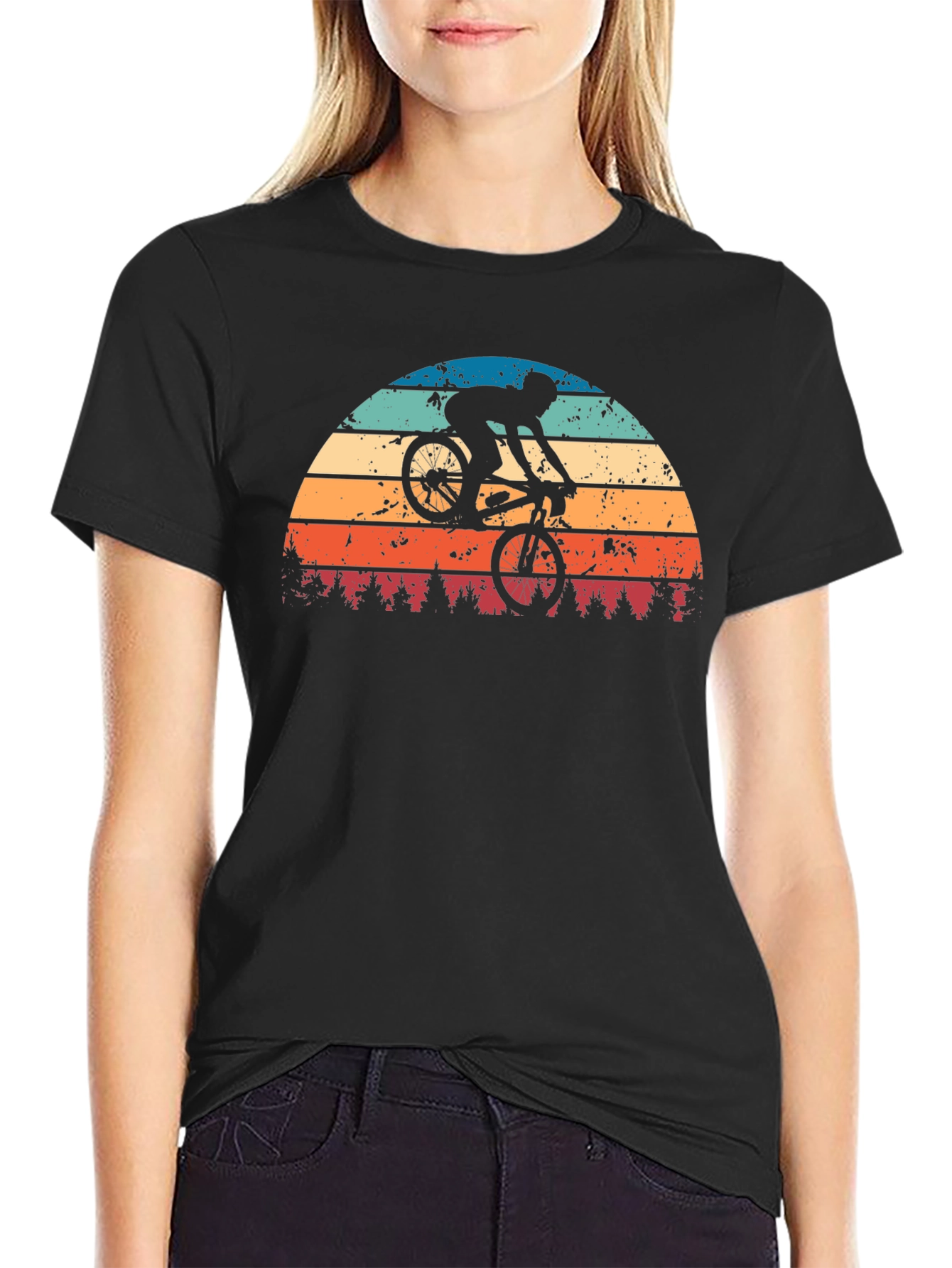 Retro Sunset Mountain Bike Graphic Tee