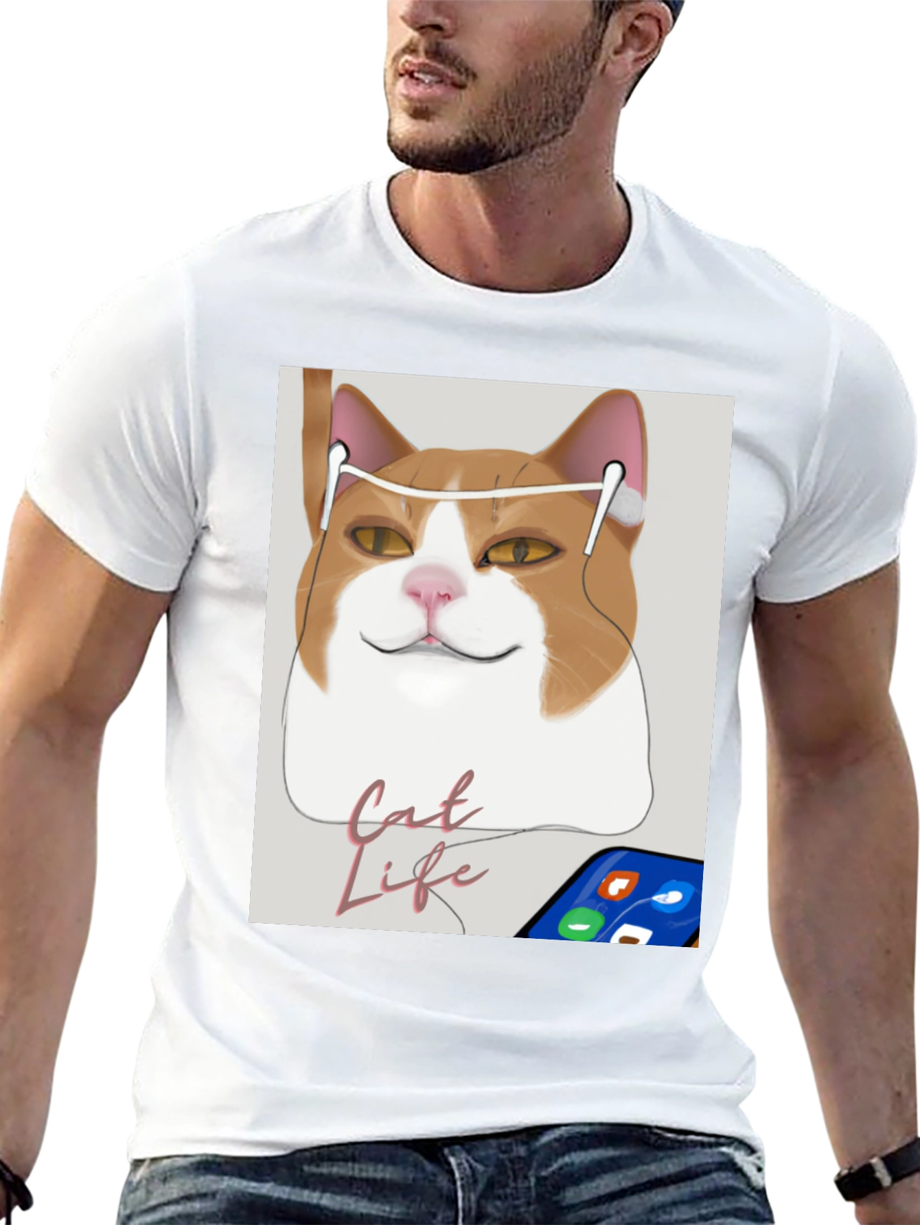 Cat Life Tee: Cool Cat with Headphones T-Shirt