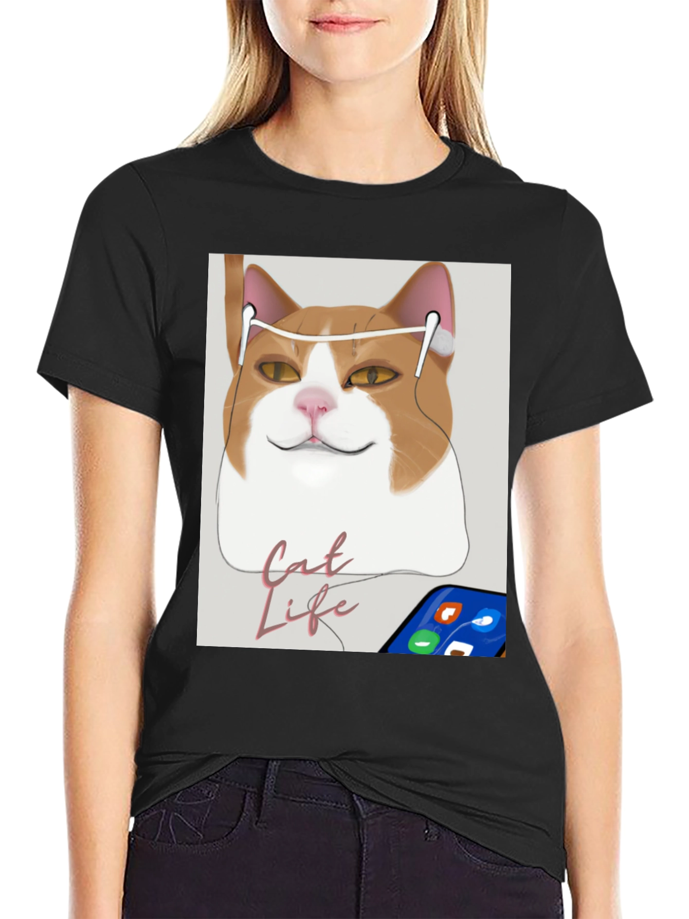 Cat Life Tee: Cool Cat with Headphones T-Shirt