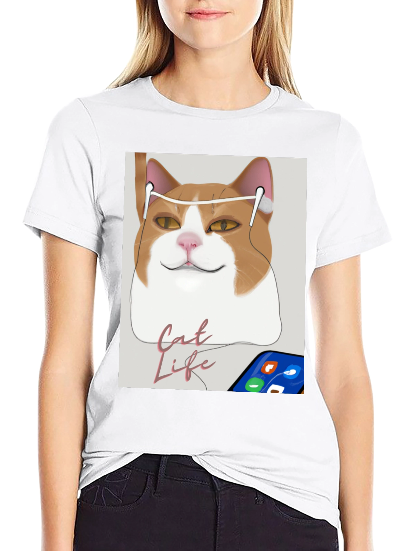 Cat Life Tee: Cool Cat with Headphones T-Shirt