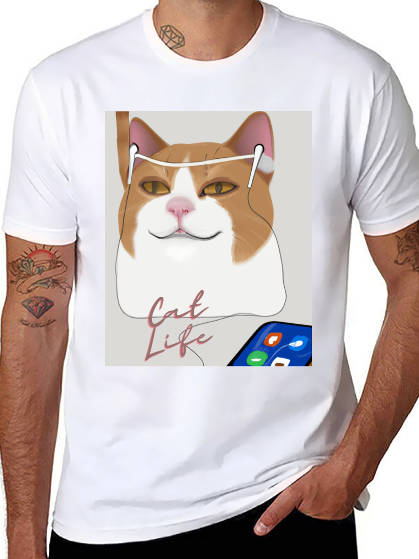 Cat Life Tee: Cool Cat with Headphones T-Shirt