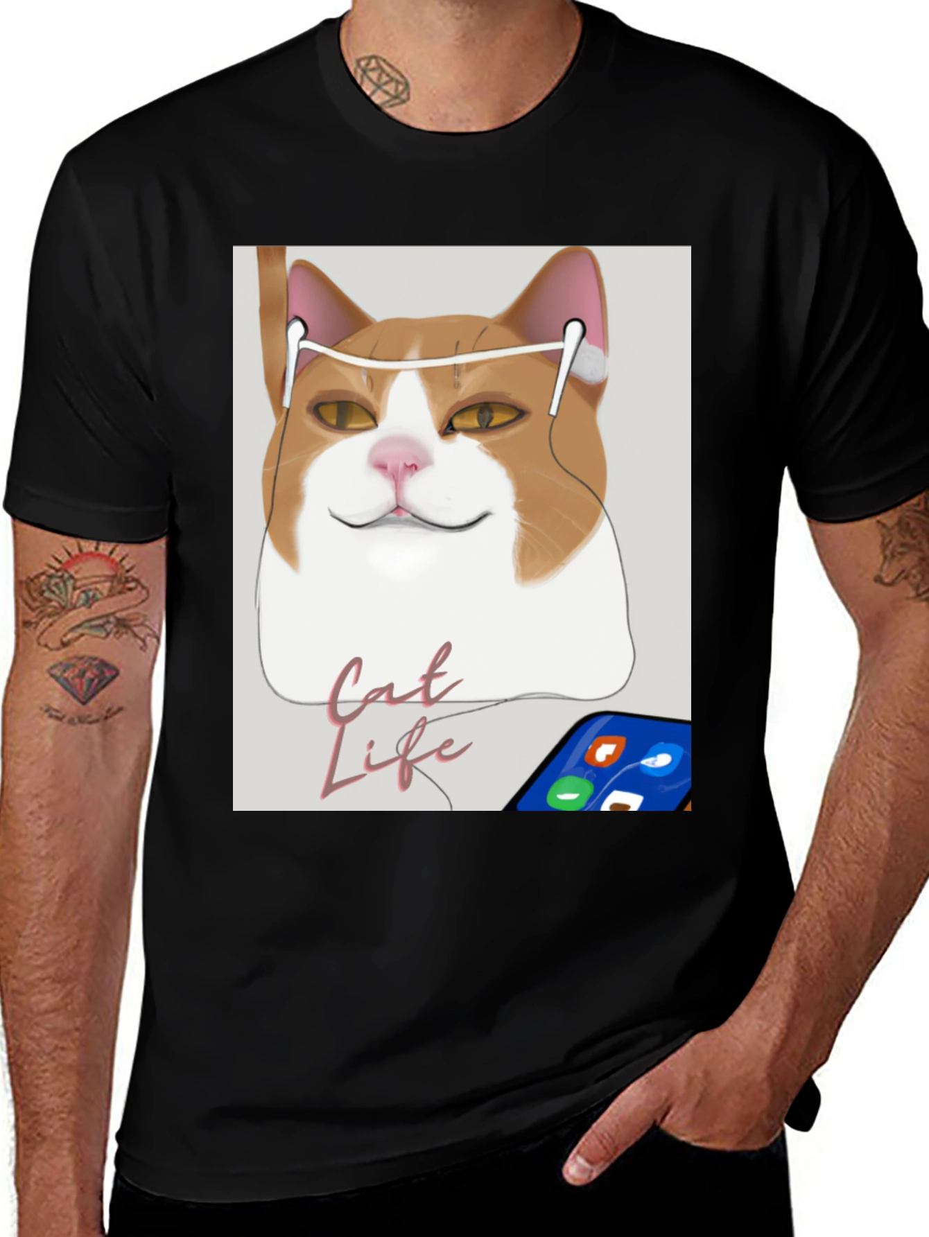 Cat Life Tee: Cool Cat with Headphones T-Shirt