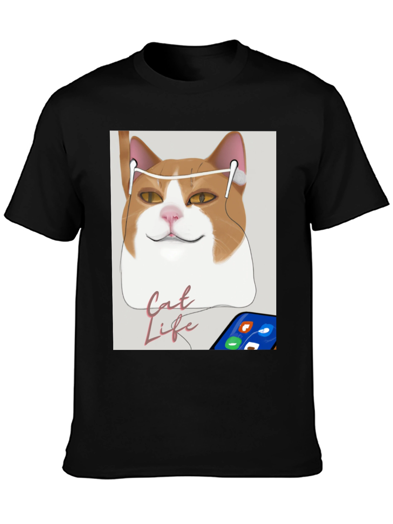 Cat Life Tee: Cool Cat with Headphones T-Shirt