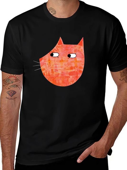 Funny Cat Graphic Tee - Black Cotton T-Shirt