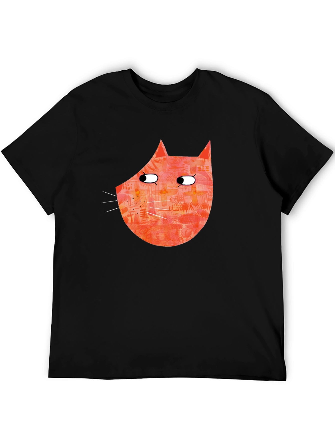 Funny Cat Graphic Tee - Black Cotton T-Shirt