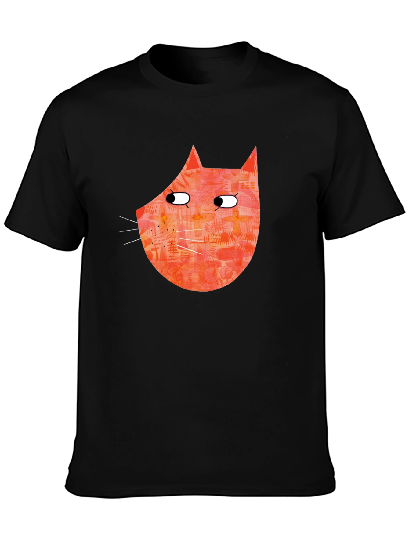 Funny Cat Graphic Tee - Black Cotton T-Shirt