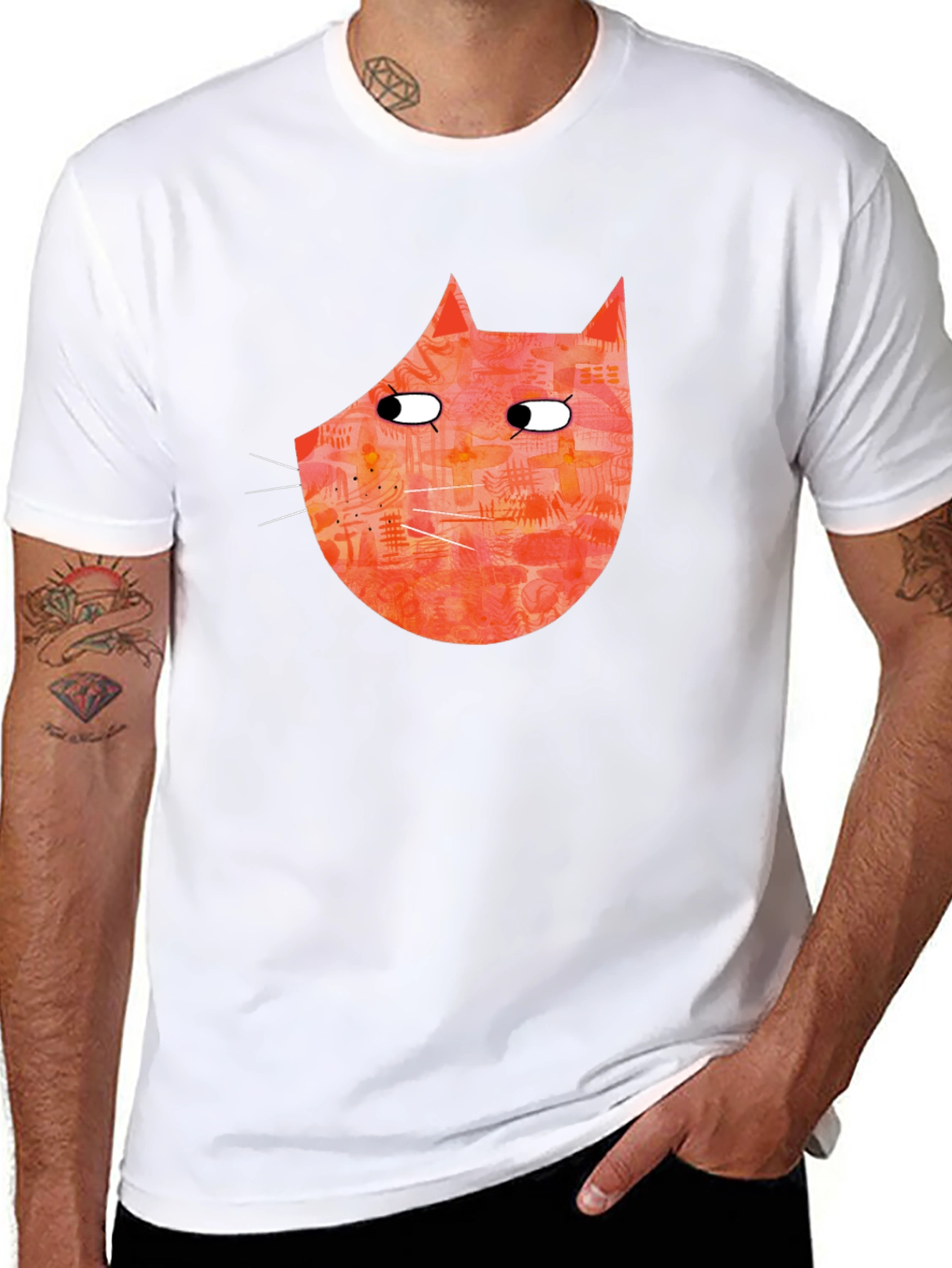 Funny Cat Graphic Tee - Black Cotton T-Shirt