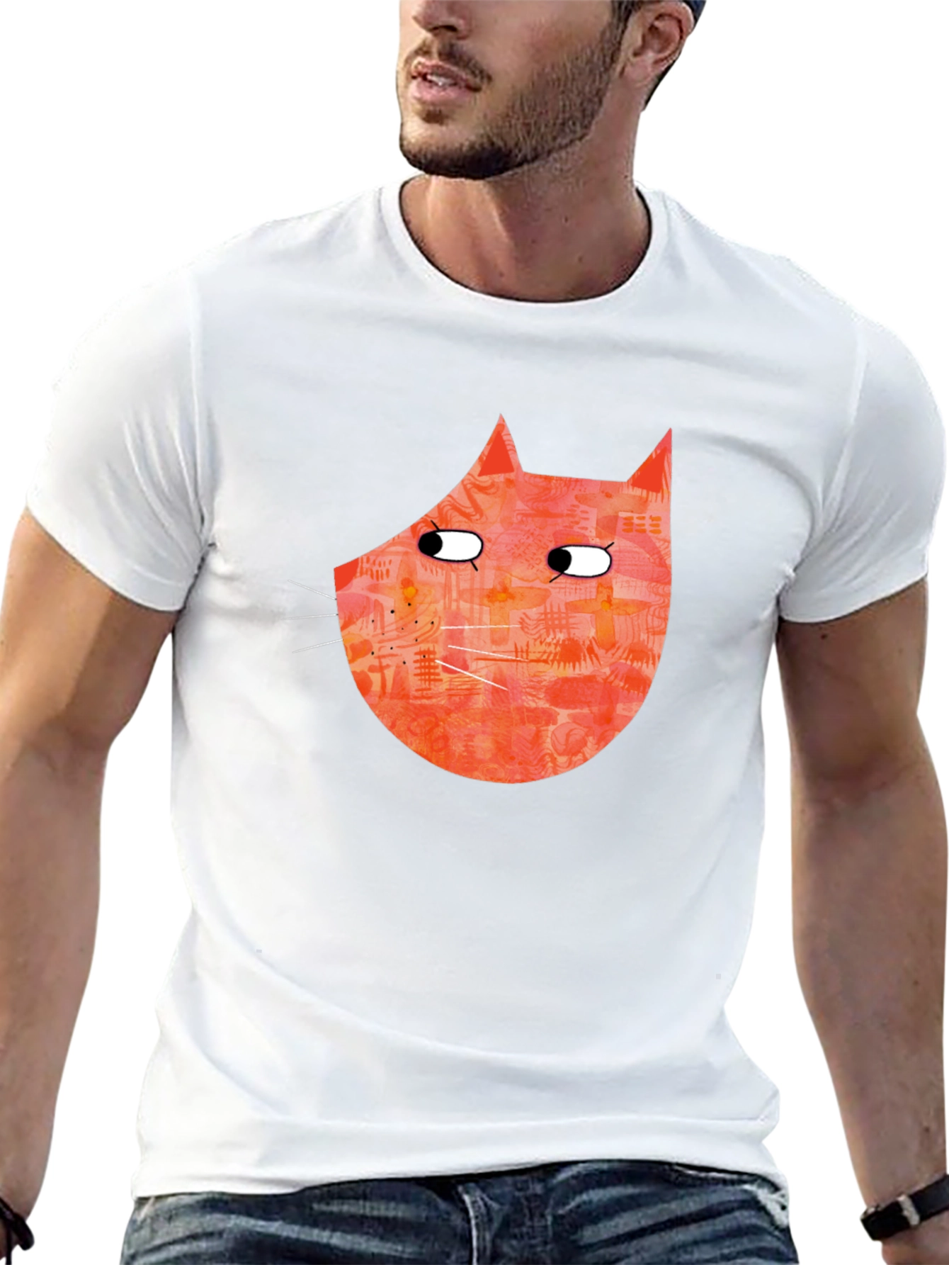 Funny Cat Graphic Tee - Black Cotton T-Shirt