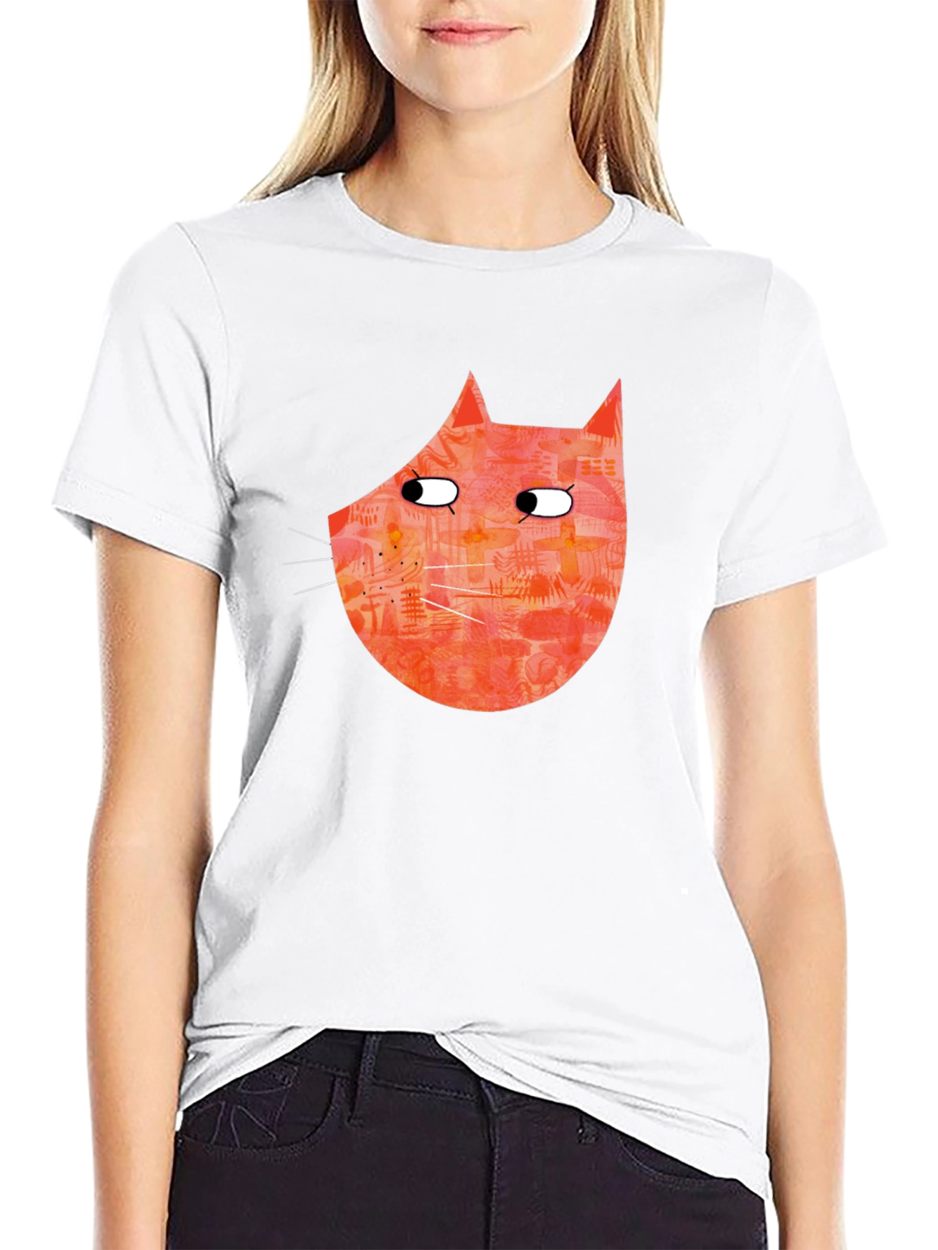 Funny Cat Graphic Tee - Black Cotton T-Shirt