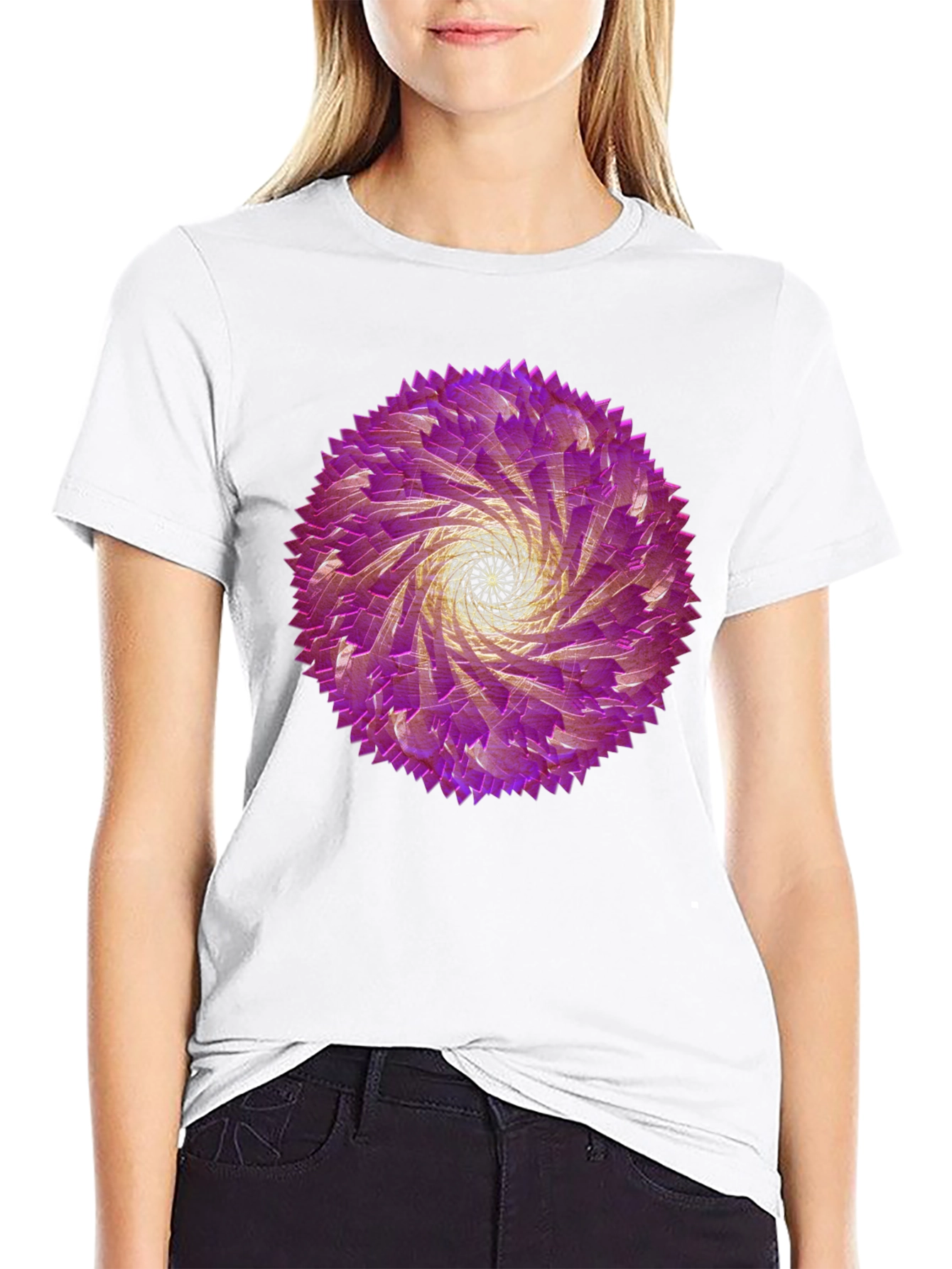 Abstract Swirl Graphic Tee - Black Cotton T-Shirt