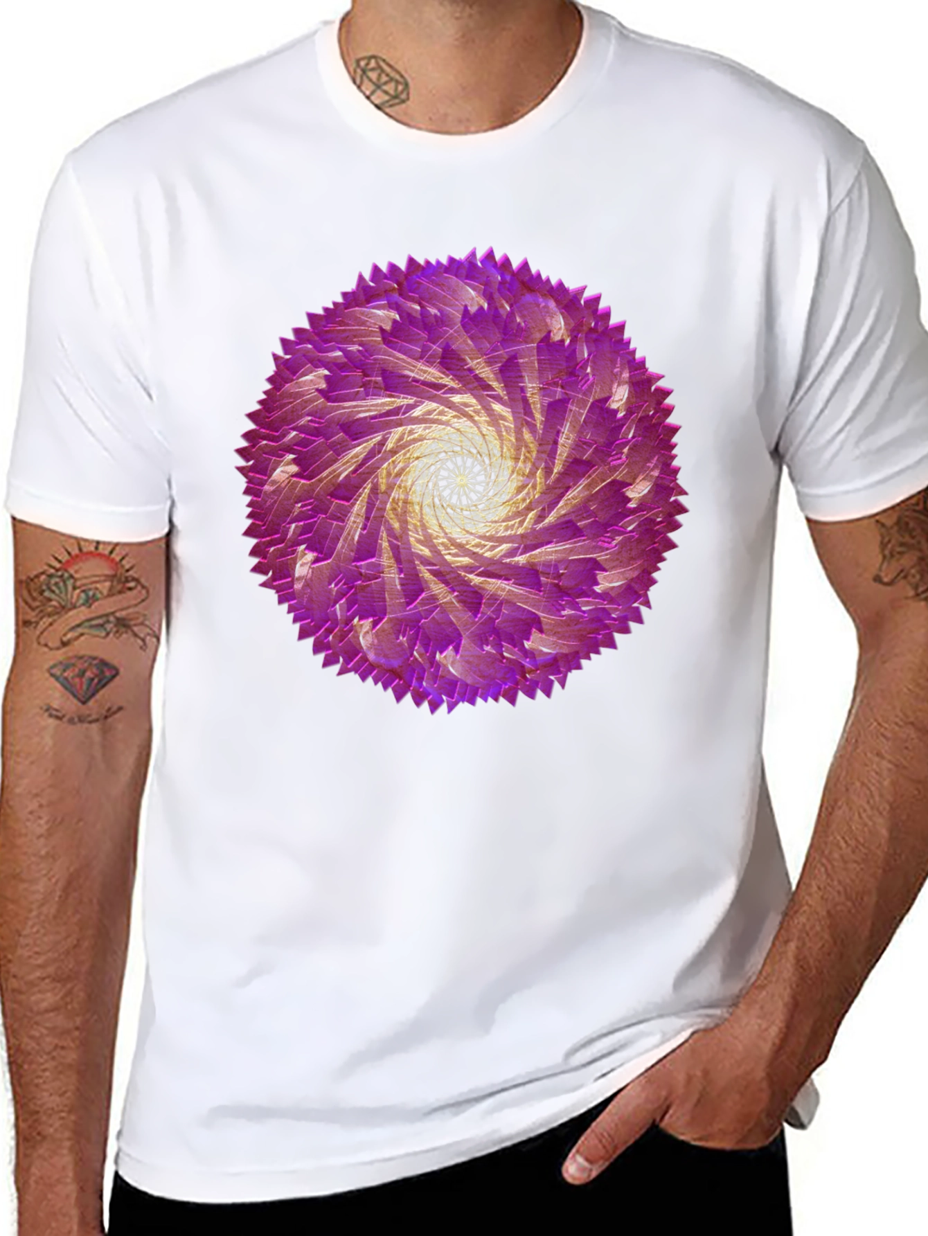 Abstract Swirl Graphic Tee - Black Cotton T-Shirt