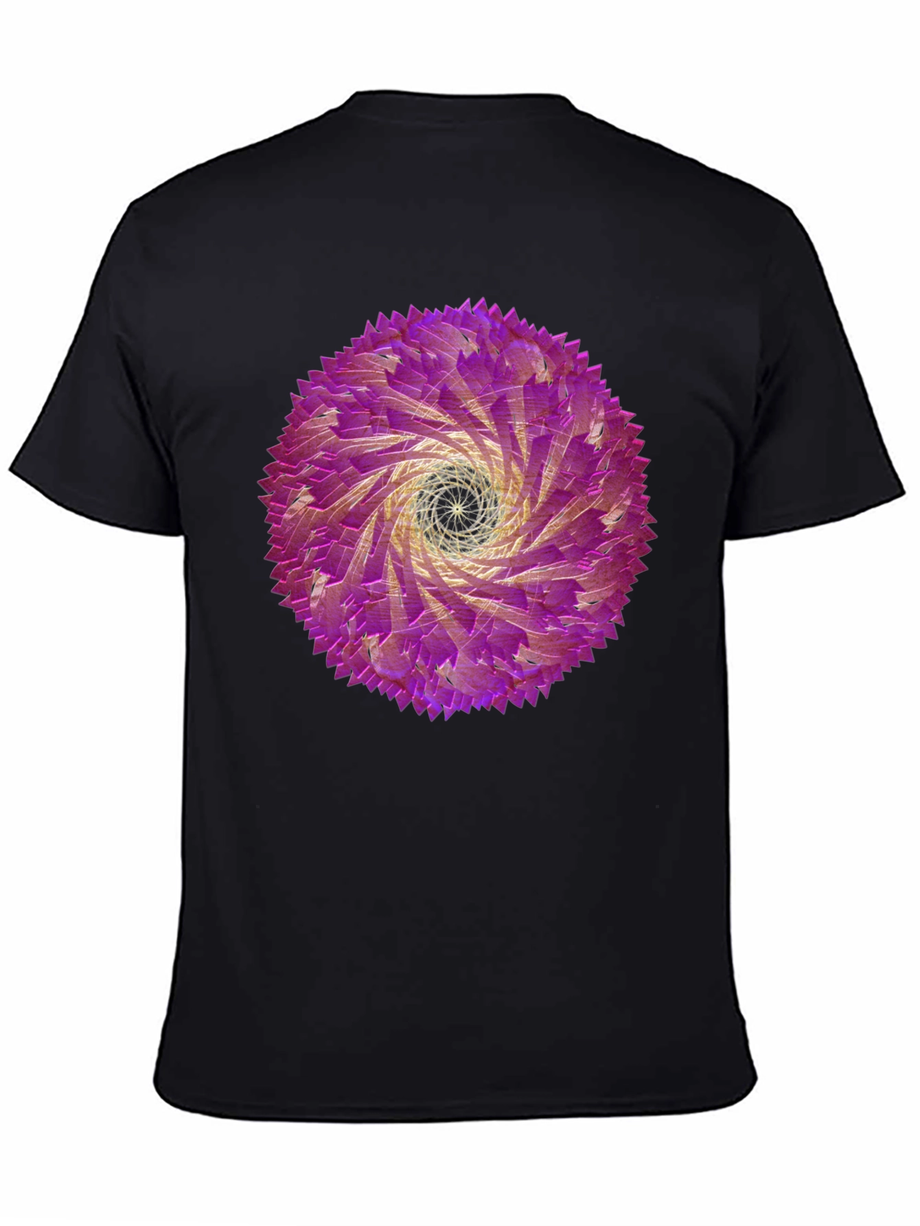 Abstract Swirl Graphic Tee - Black Cotton T-Shirt