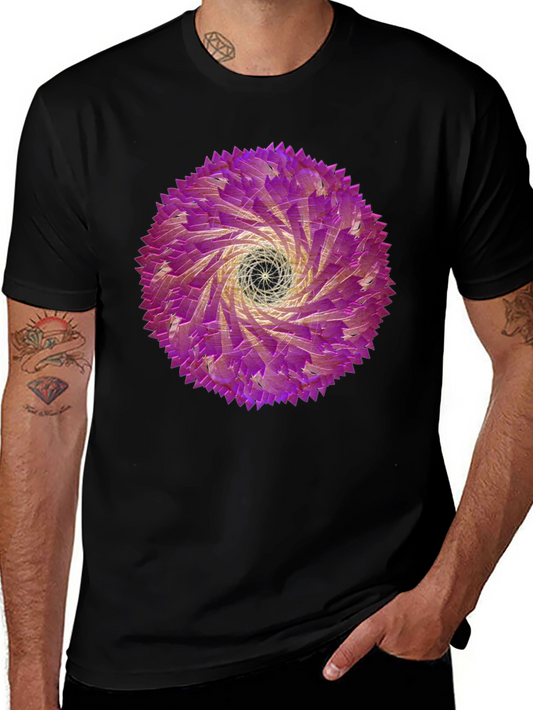 Abstract Swirl Graphic Tee - Black Cotton T-Shirt