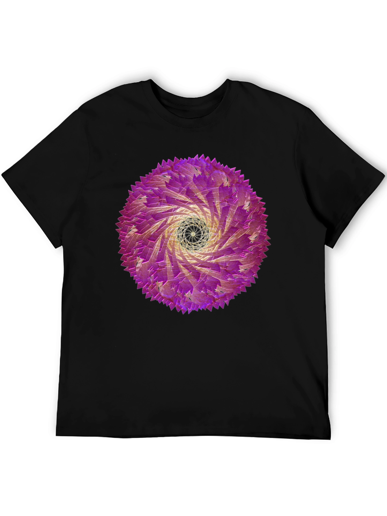 Abstract Swirl Graphic Tee - Black Cotton T-Shirt