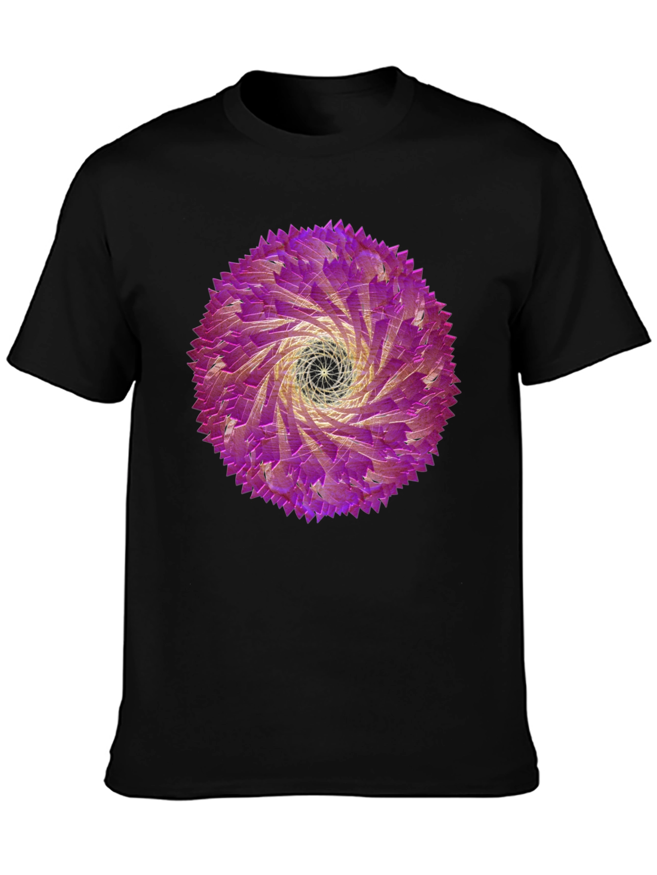 Abstract Swirl Graphic Tee - Black Cotton T-Shirt