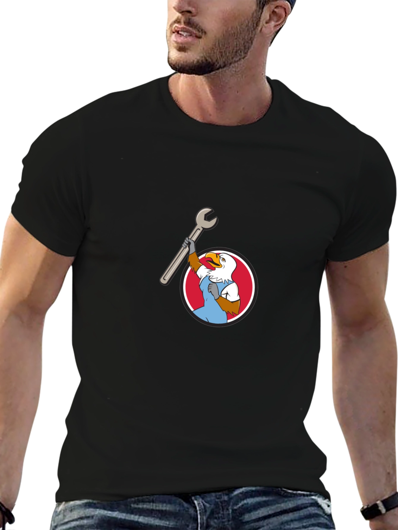Eagle Mechanic Cartoon T-Shirt
