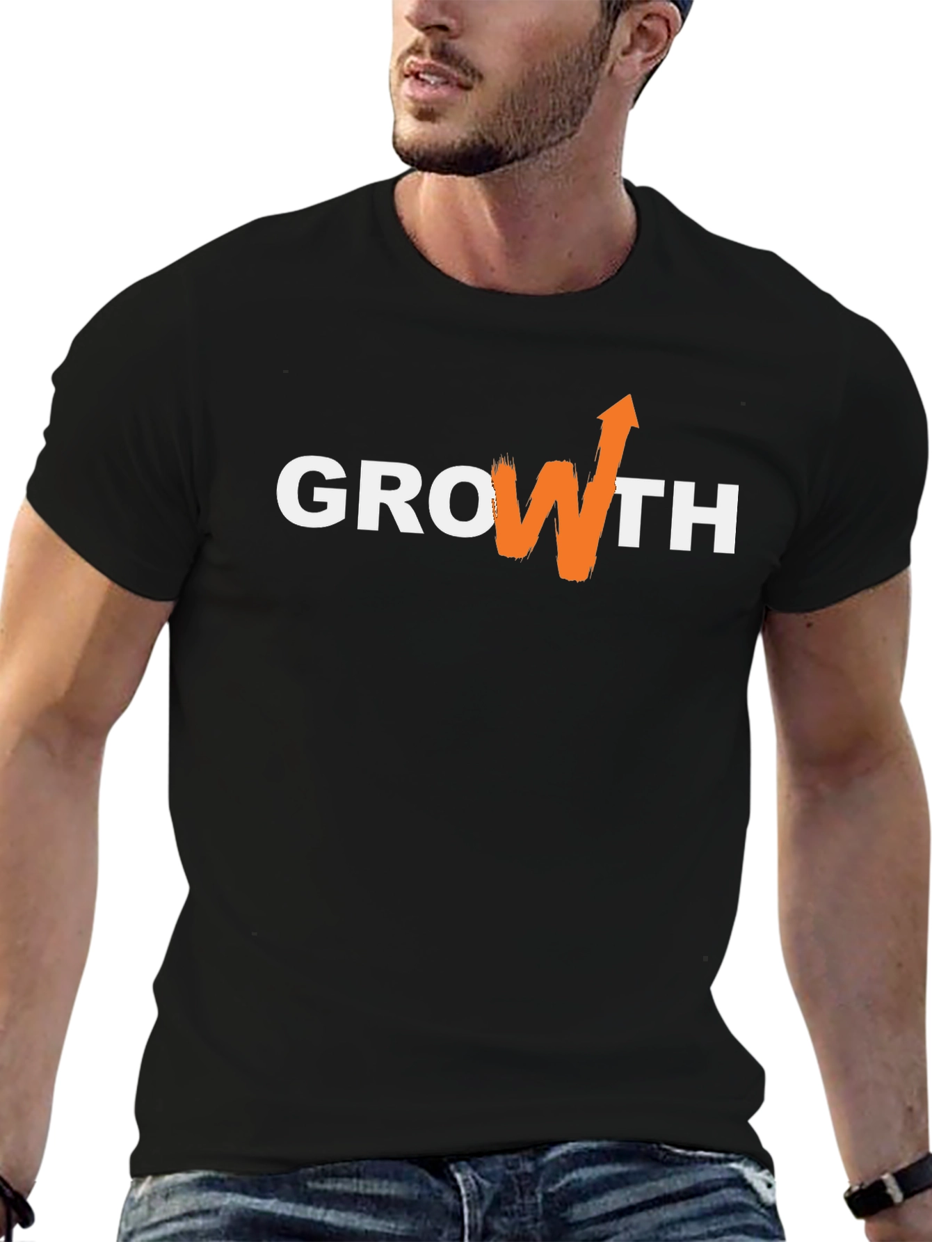 Growth Chart Graphic T-Shirt - Casual Black Tee