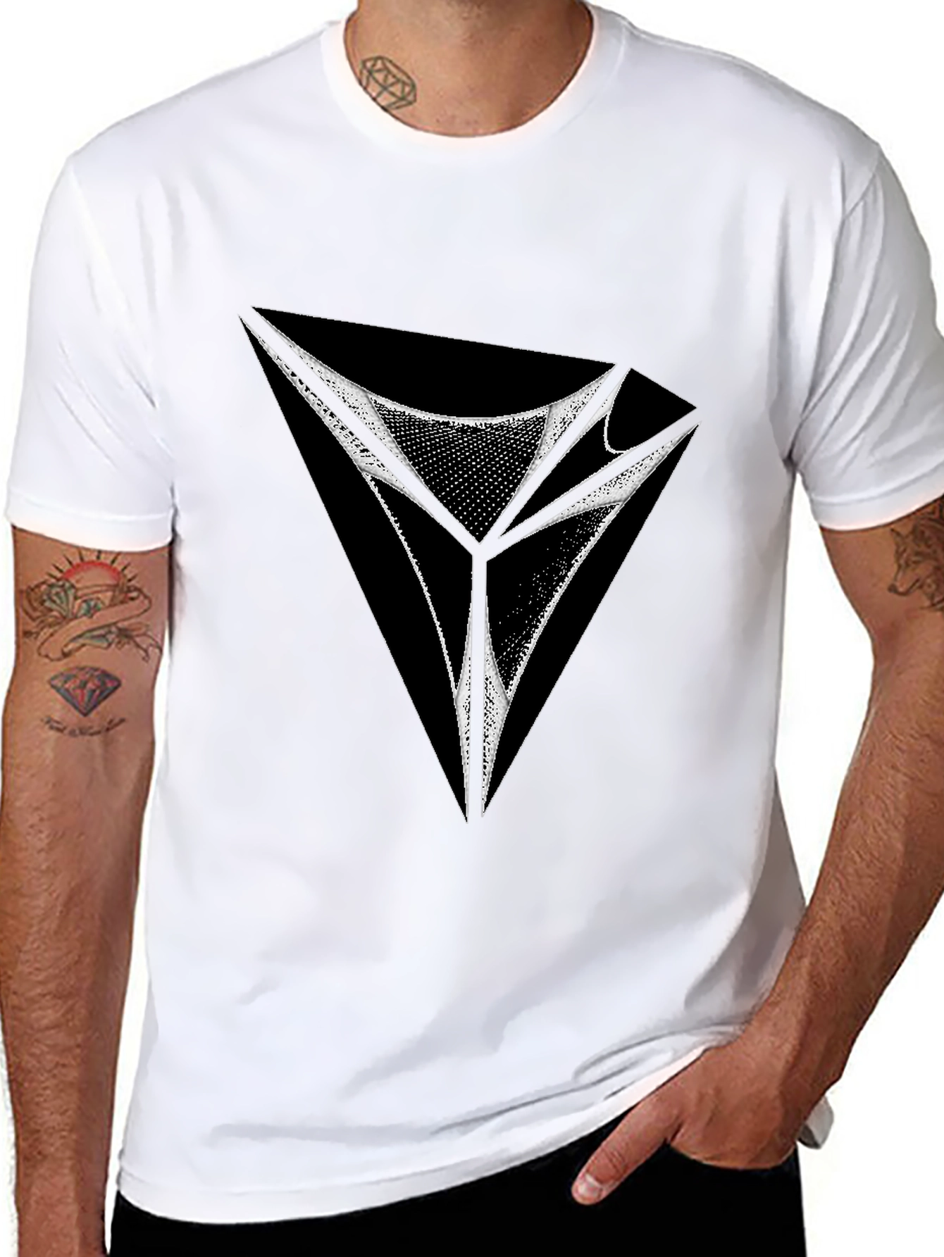 Abstract Geometric Graphic Tee - Modern Design Shirt