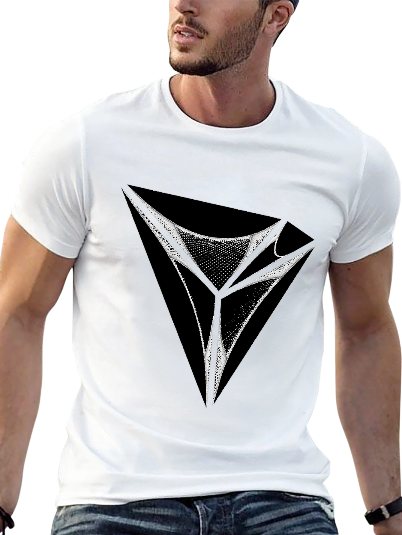 Abstract Geometric Graphic Tee - Modern Design Shirt